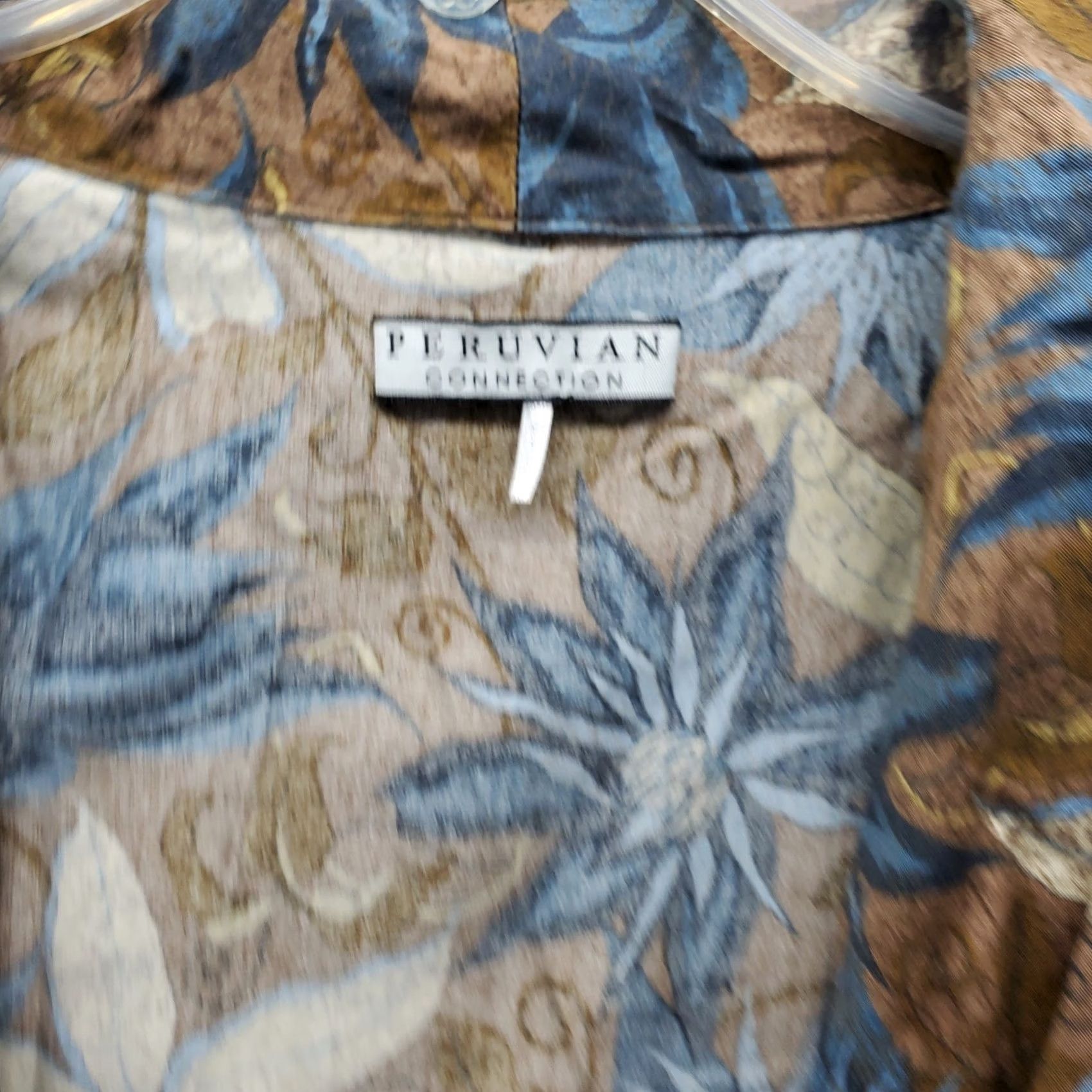 Vintage Peruvian Connection Robe Womens Large Multi Floral Pipe Trim Drawstring Waist Size ONE SIZE - 5 Thumbnail