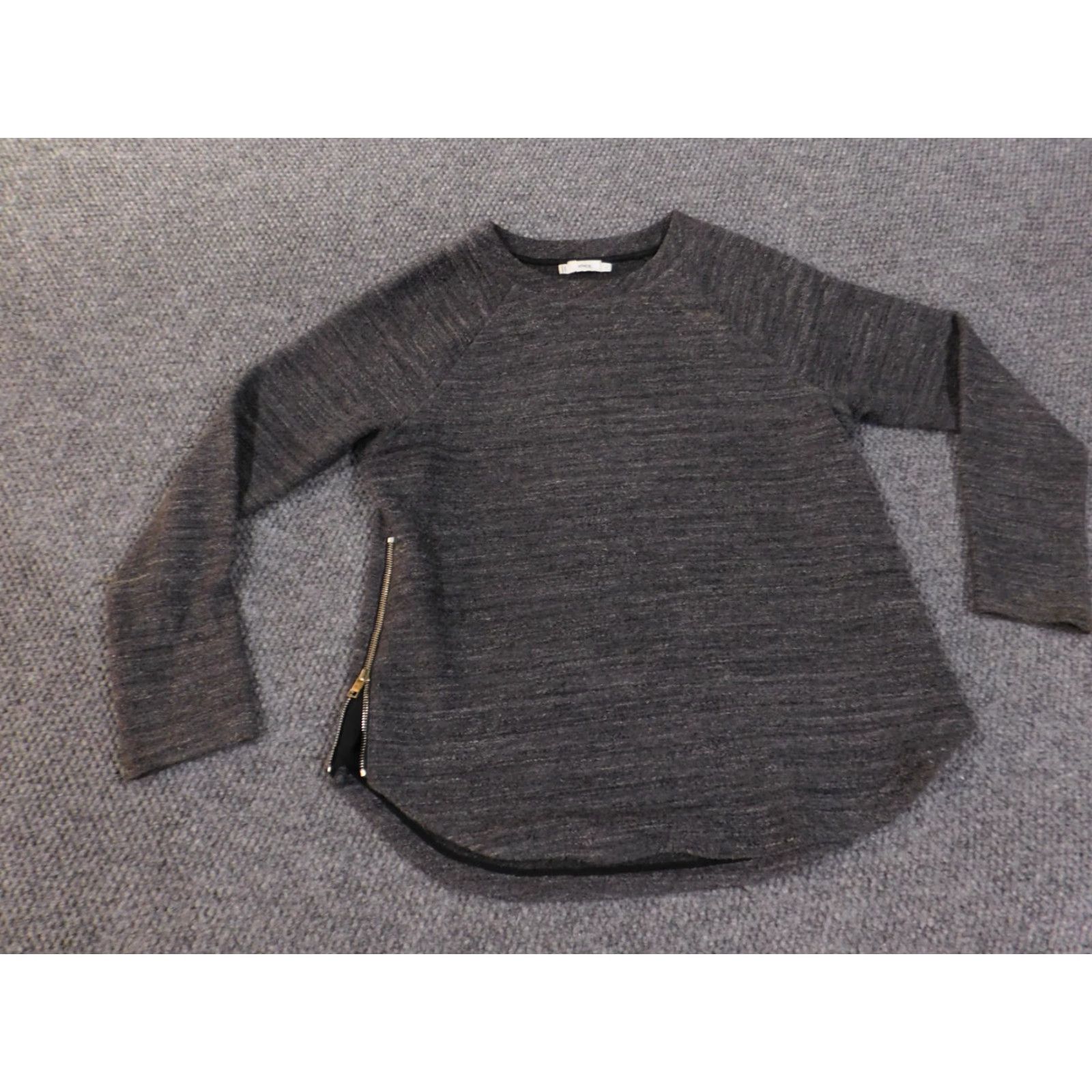 Vince Vince Womens Small Gray Pullover Zip Sweater Knit Round Neck Long Sleeve Stretch Chuny Knit Zipper Size S / US 4 / IT 40 - 3 Thumbnail