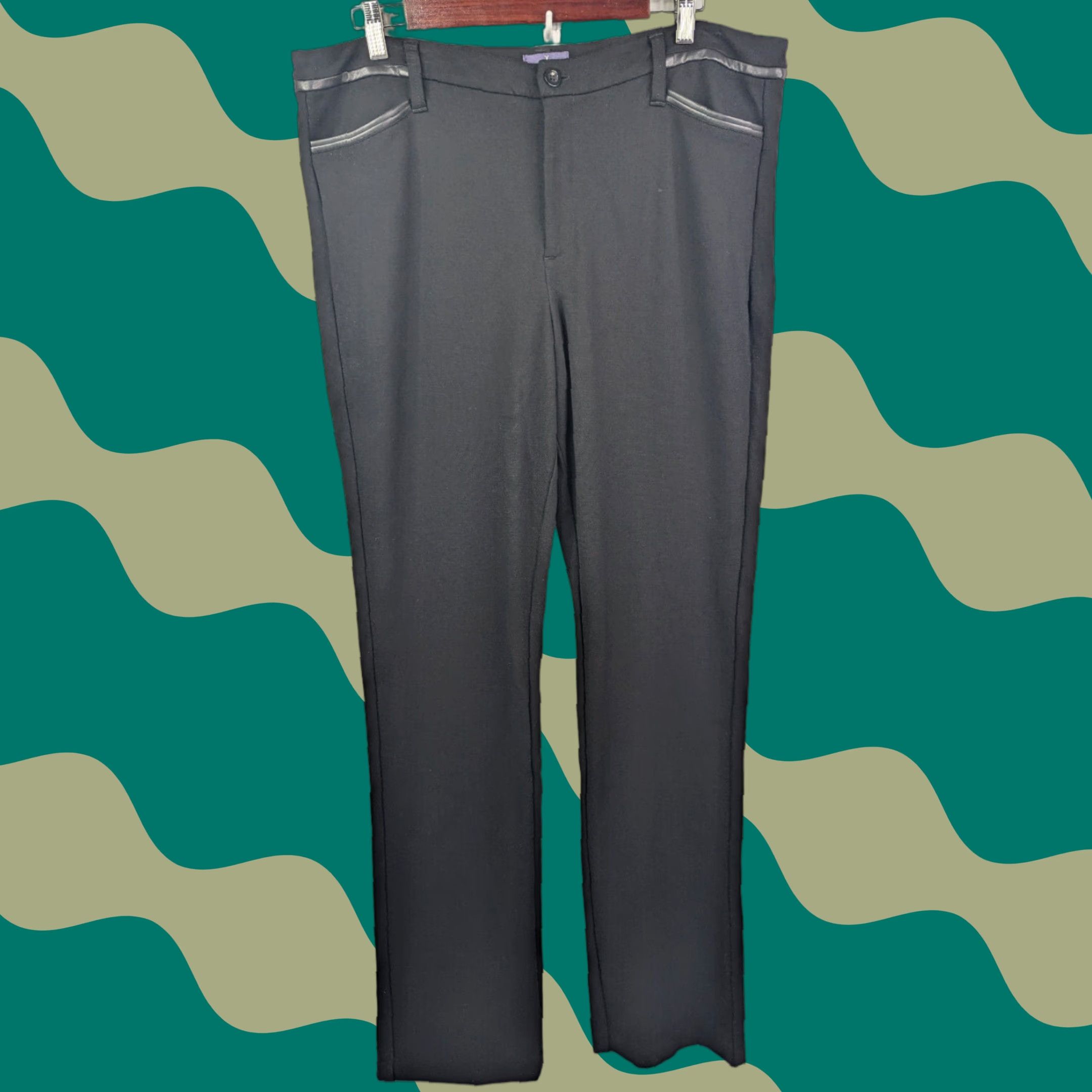 NYDJ NYDJ Slim Trouser Ponte Knit Pants Size 14 Black Nip Tuck Technology Slimming Size 36" / US 14 / IT 50 - 1 Thumbnail