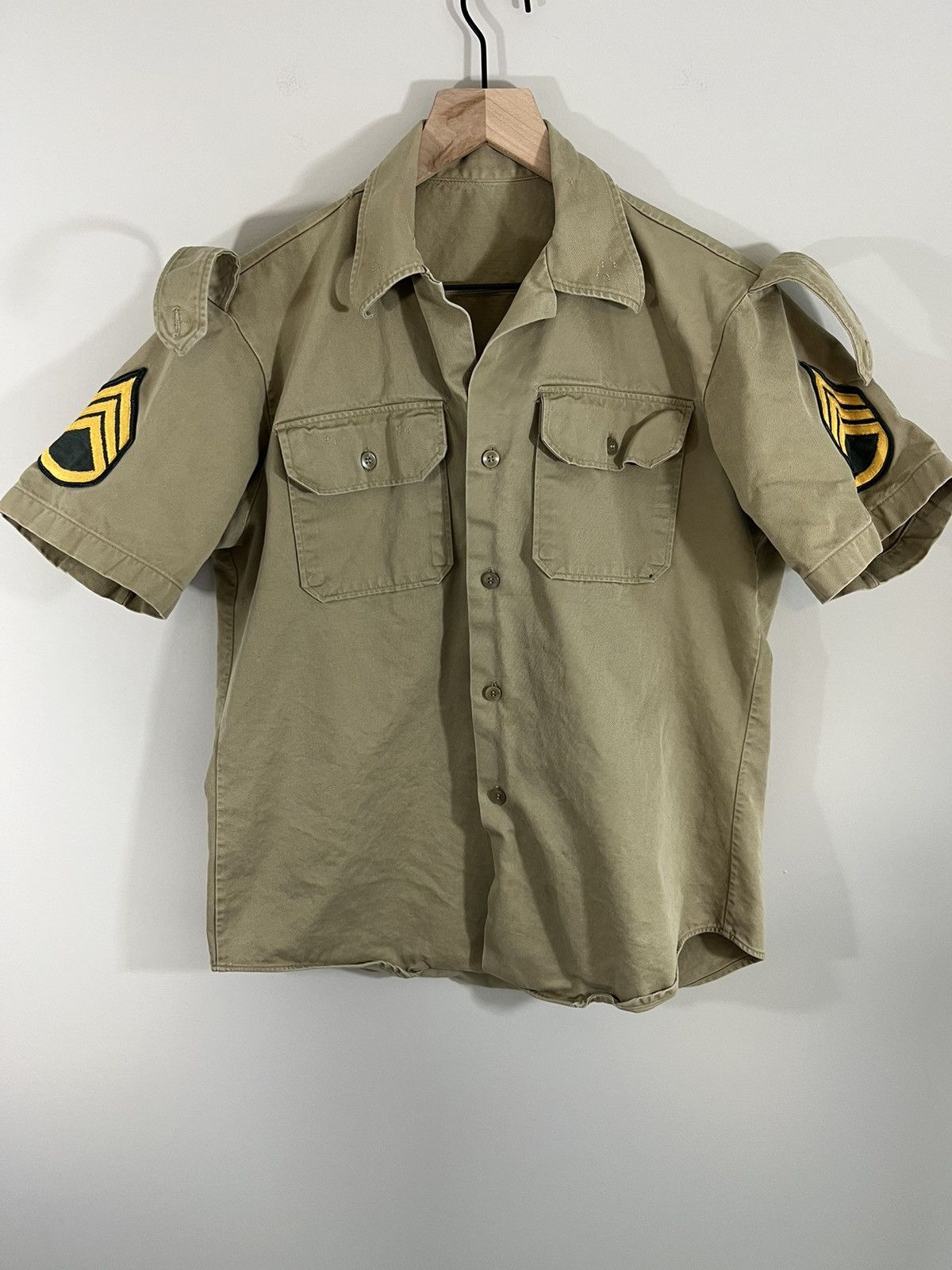 Blank Army Distressed Military Button Down