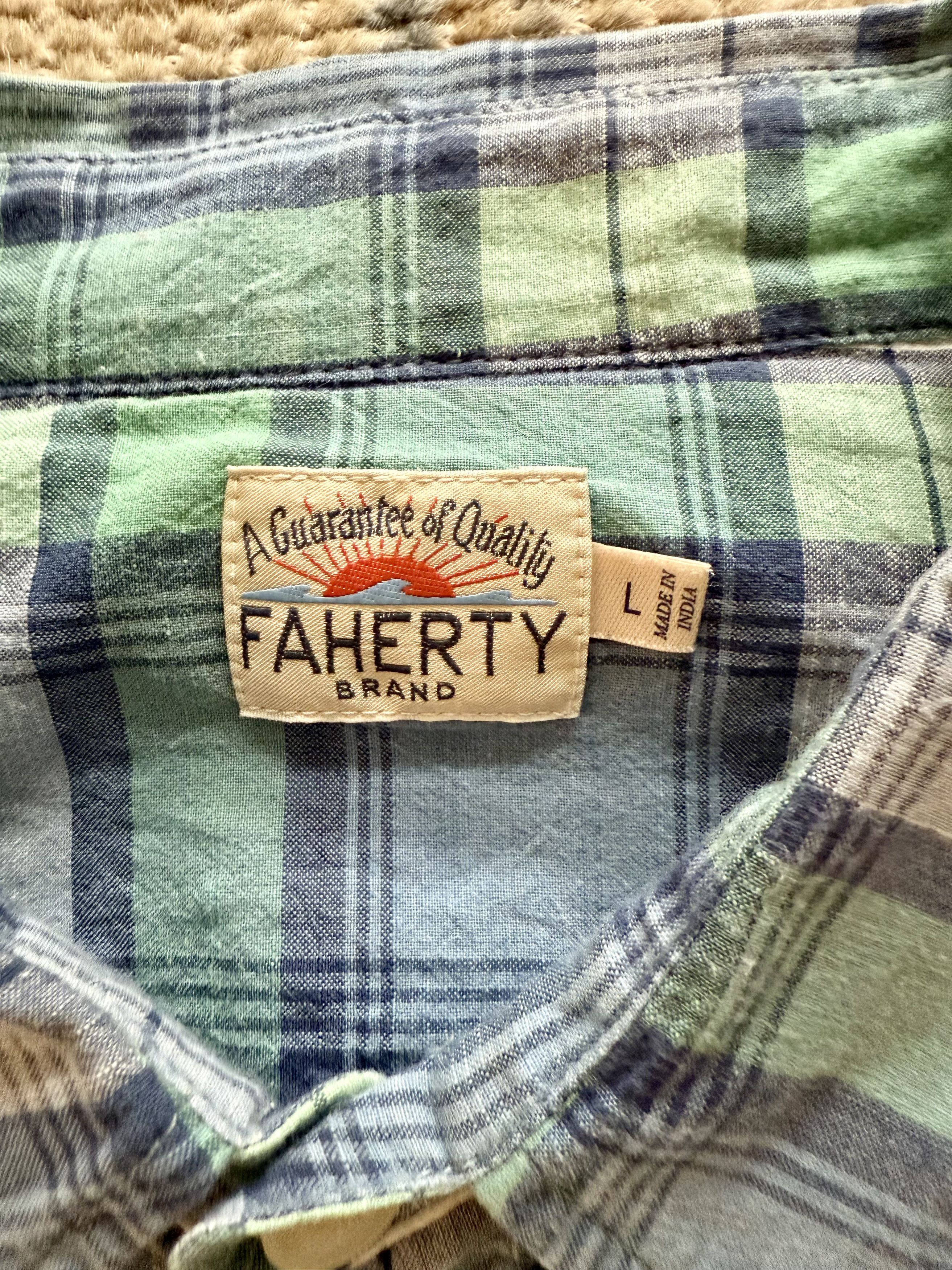 Faherty Faherty Button Up in Blue Green Cream Plaid Size US L / EU 52-54 / 3 - 4 Thumbnail