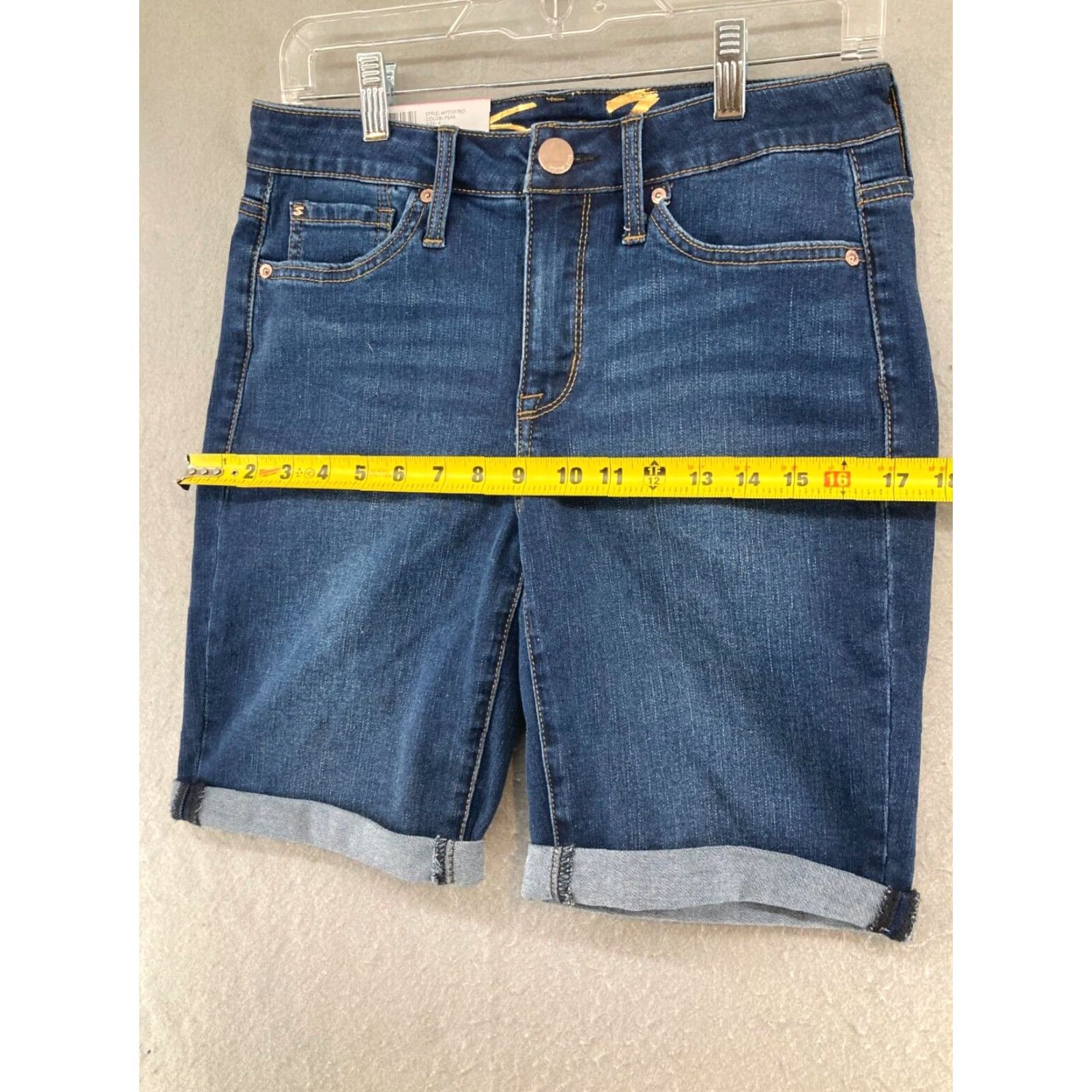 Vintage Seven7 Bermuda Shorts Womens 6 Sunset NWT Stretch Denim Cotton Spandex Blue Mid Rise Flat Front Casual Womens 90s? Size 28" / US 6 / IT 42 - 3 Thumbnail