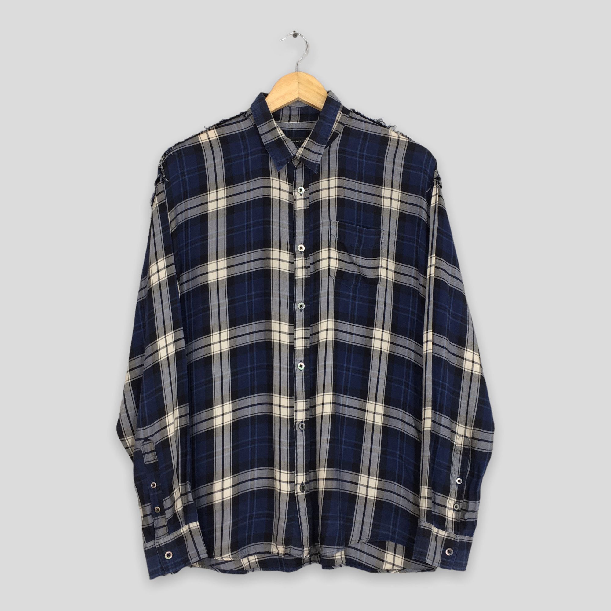 Vintage Fuga Japan Flannel Checked Plaid Shadow Shirt Medium