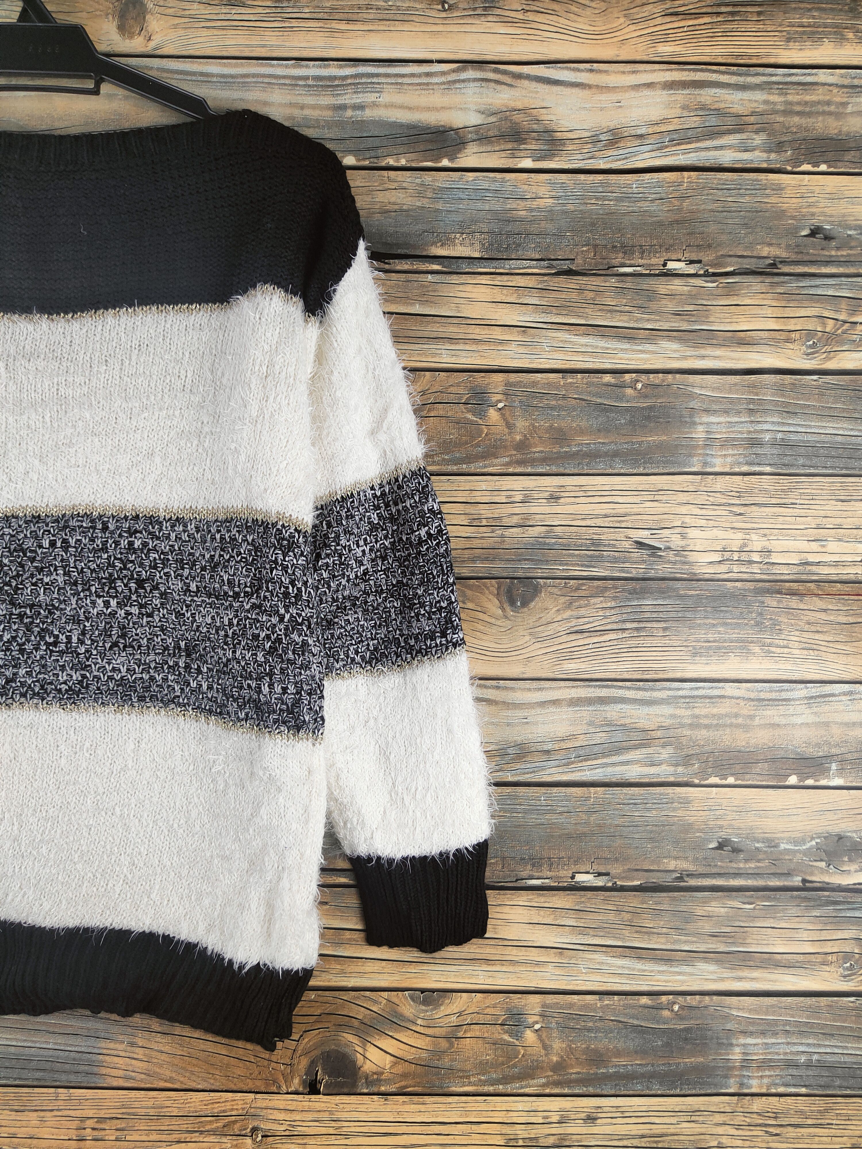 Japanese Brand DL HK Works London Black White Fur Mohair Knitwear #46-908 Size M / US 6-8 / IT 42-44 - 9 Thumbnail