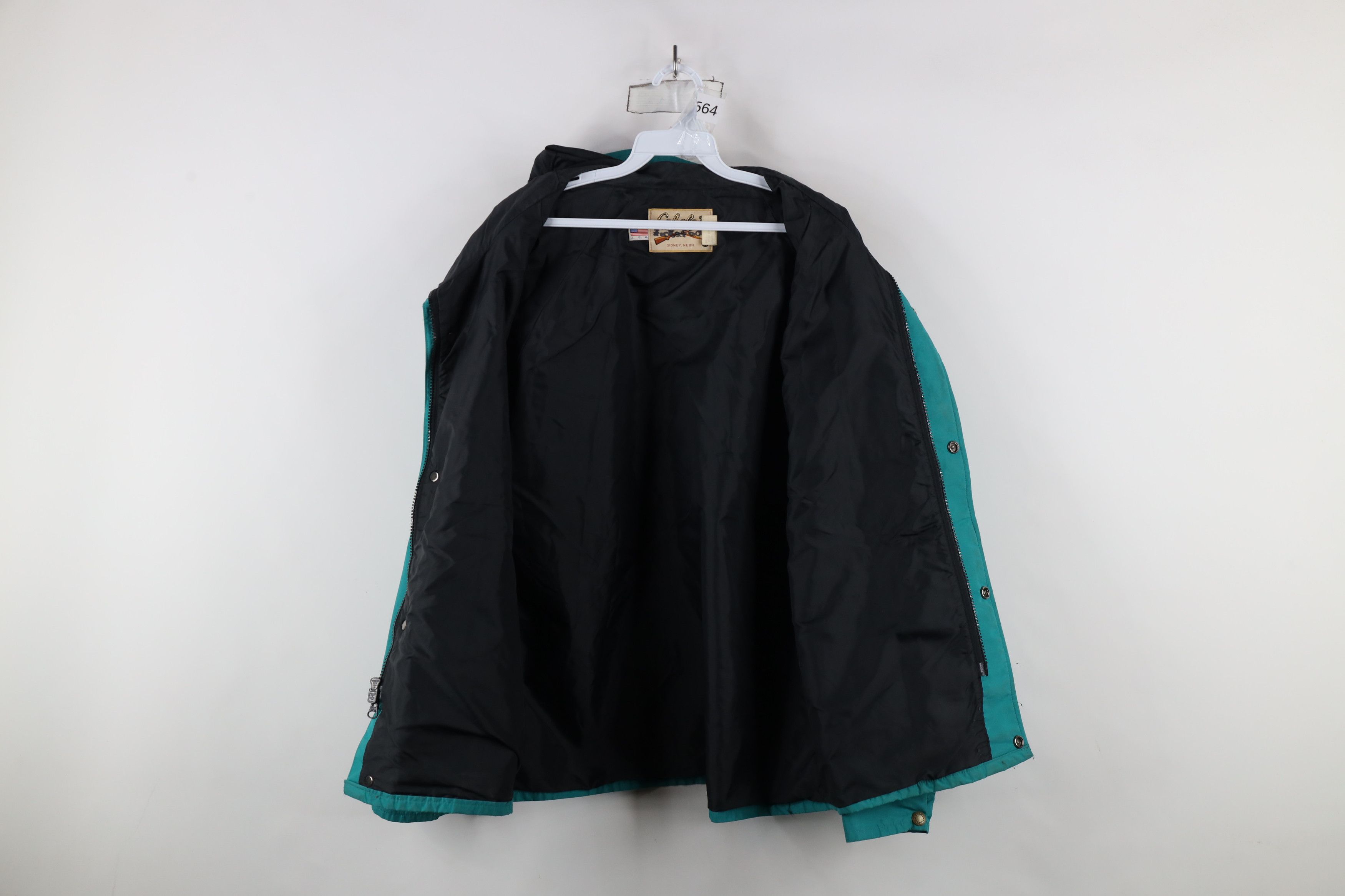 Cabelas × Vintage Vintage 80s 90s Cabelas Hooded Rain Jacket Teal USA Size US M / EU 48-50 / 2 - 7 Thumbnail