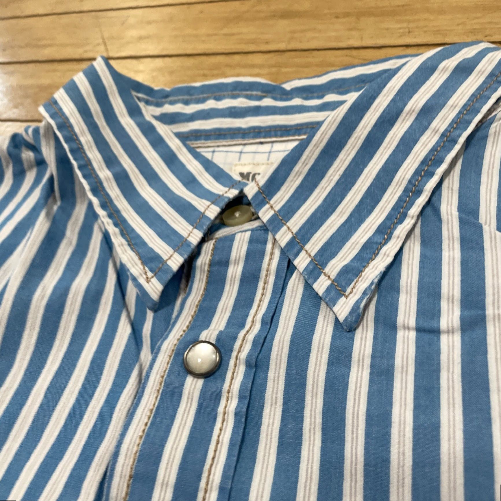 Mossimo Mossimo Supply Co Button-Up Shirt Men XL Athletic Blue Vertical Stripe Vintage Y2k Western Preppy Casual Button Front Size US XL / EU 56 / 4 - 3 Thumbnail
