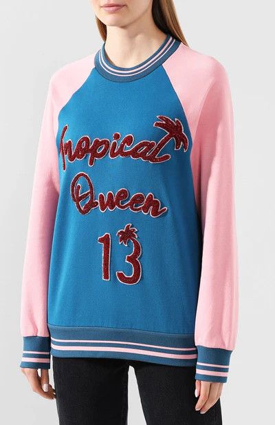 Dolce & Gabbana o1y0925 Crewneck Sweatshirt in Deep Teal/Pink Size XS / US 0-2 / IT 36-38 - 2 Thumbnail