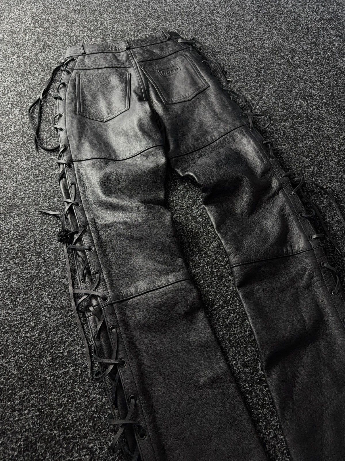 Leather Y2K Vintage Leather Pants Opium Style Alt Biker USA Rare Size 26" / US 2 / IT 38 - 13 Thumbnail