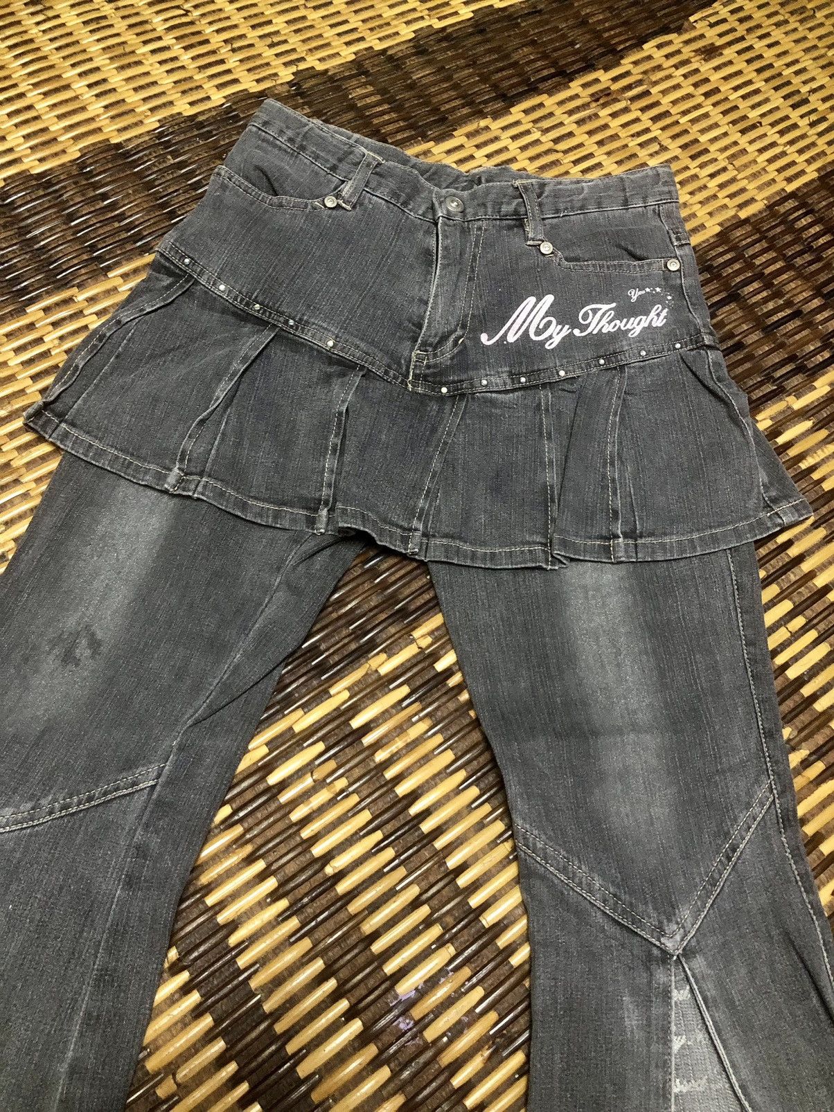 Hysteric Glamour × If Six Was Nine Vintage Denim Skirt Pant Flared Punk Style Size 27" / US 4 / IT 40 - 8 Thumbnail