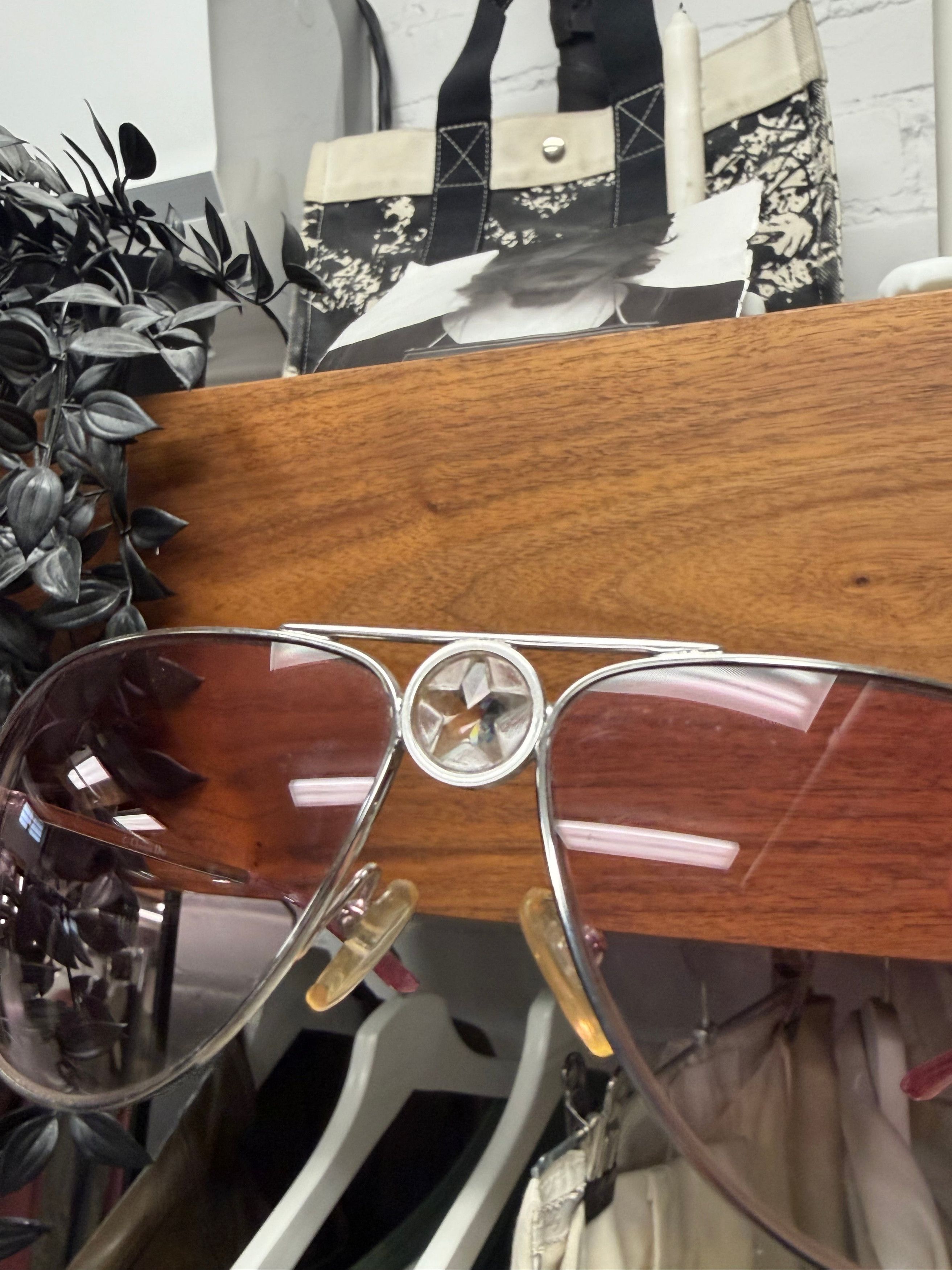 Dior Vintage Dior by John Galliano ‘Hippy 1’ Pink Tinted Star Aviator Sunglasses Size ONE SIZE - 2 Thumbnail