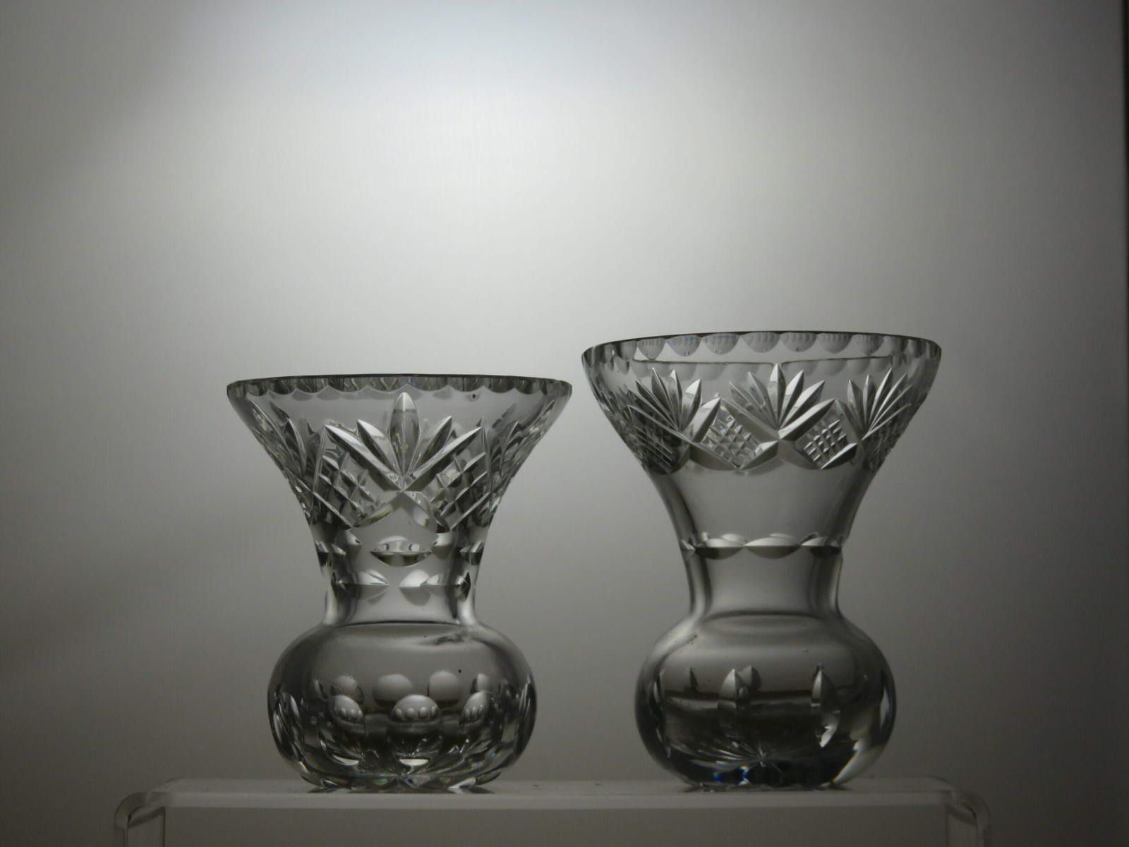 The Unbranded Brand Cut Glass Lead Crystal Set Of 2 Small Vases 4 1/2" Size ONE SIZE - 3 Thumbnail