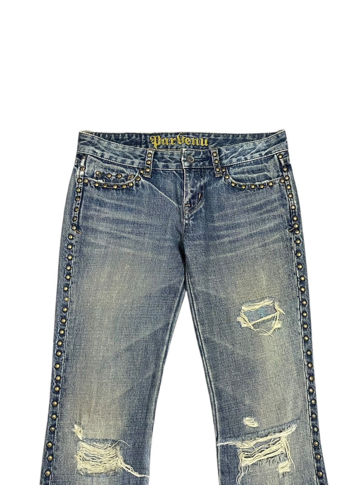 If Six Was Nine Vintage Japanese Crazy Rivet Mad Punk Distressed Flare Jeans Size 30" / US 8 / IT 44 - 4 Thumbnail