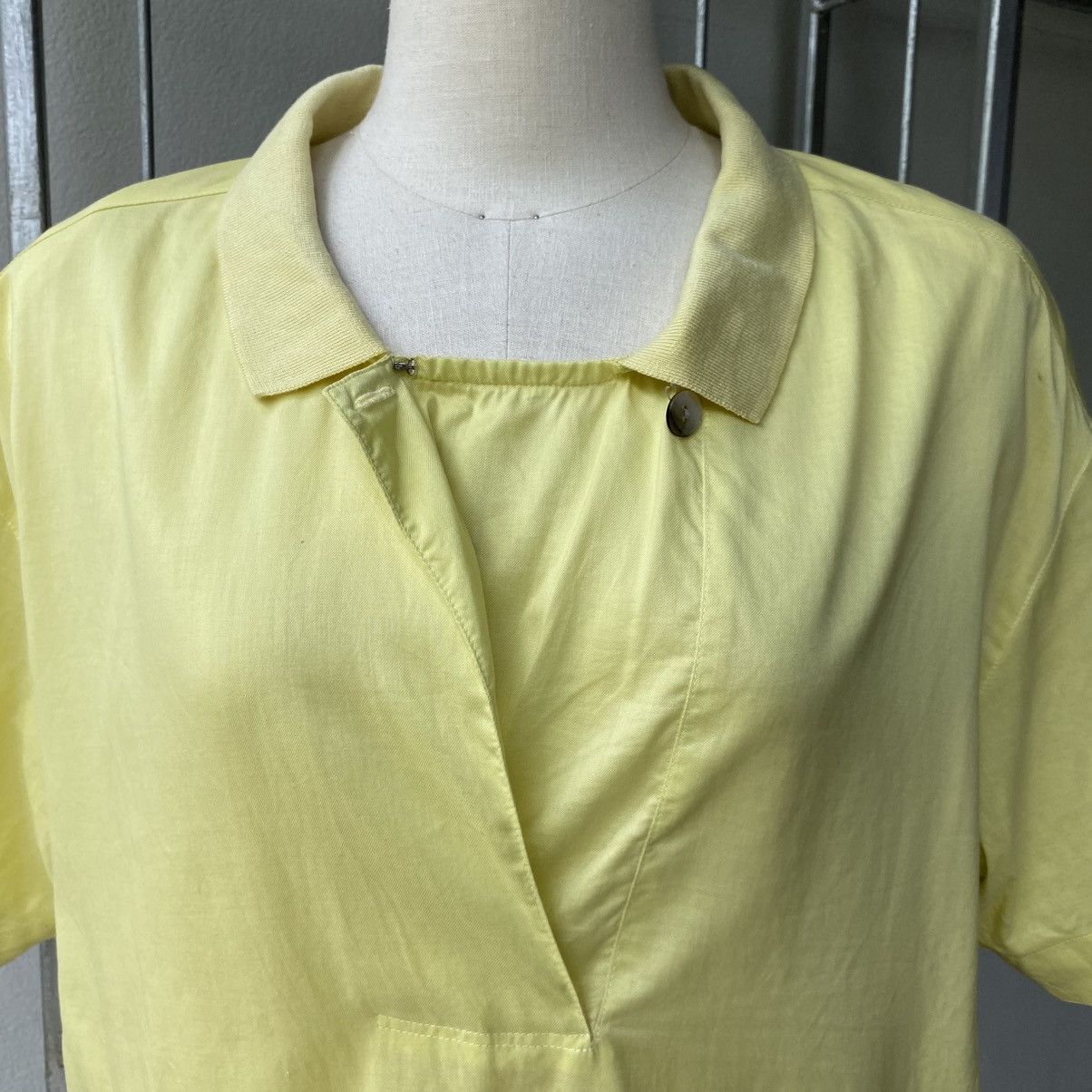 Lancel LANCEL Yellow Embroidered Short-Sleeve Shirt with Logo Back Size L / US 10 / IT 46 - 16 Thumbnail