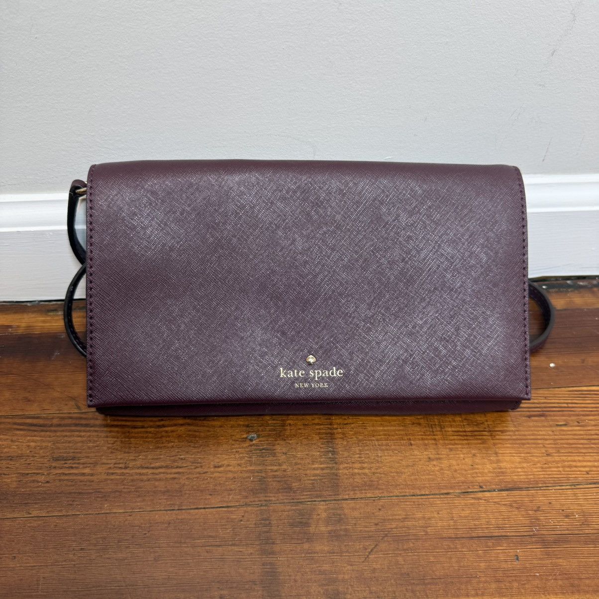 Kate Spade kate spade Plum Crossbody Wallet with Gold Logo Size ONE SIZE - 1 Thumbnail