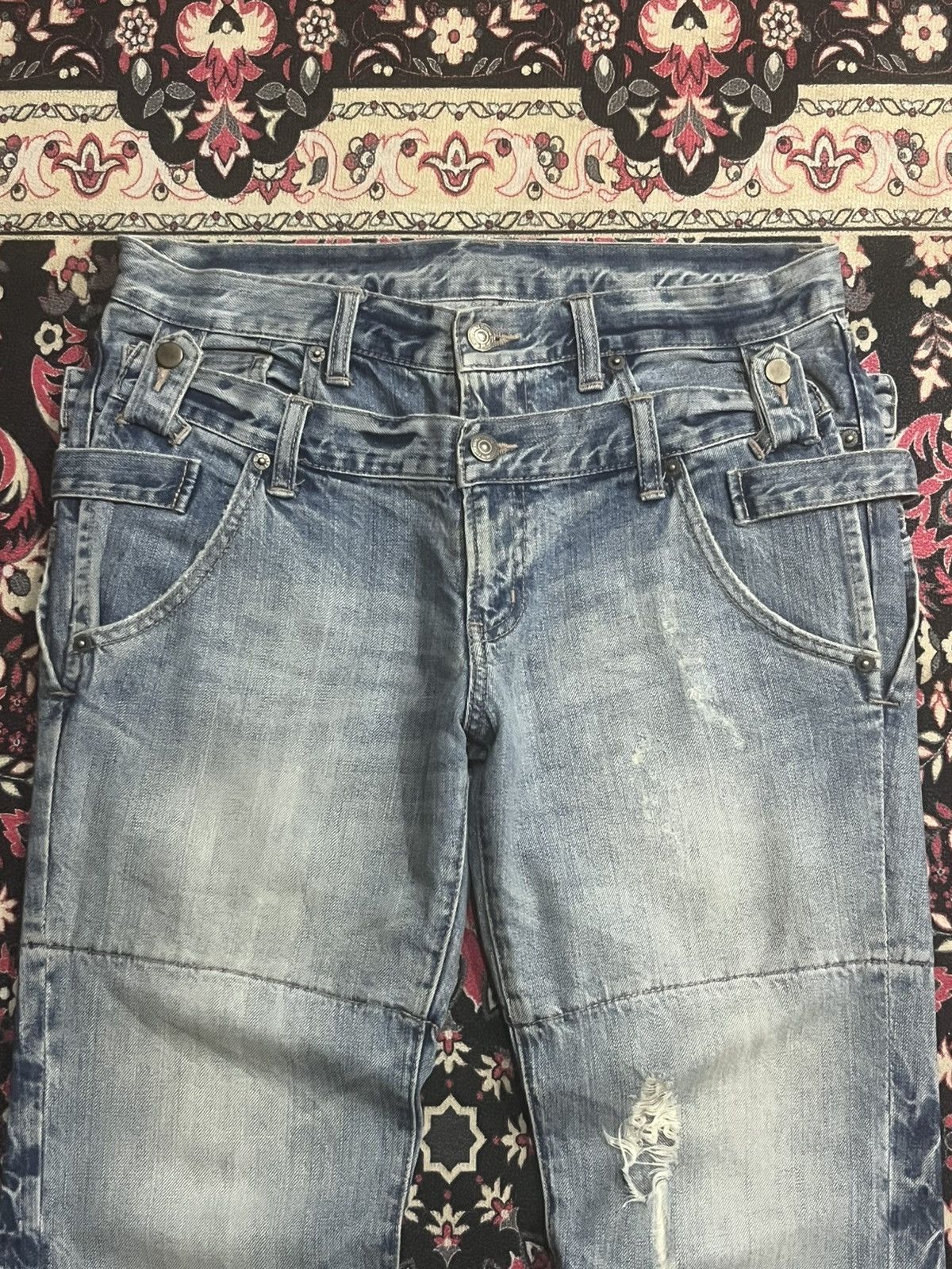 PPFM Vintage Payton Place For Men Double Waist Distressed Jeans Size US 31 - 4 Thumbnail