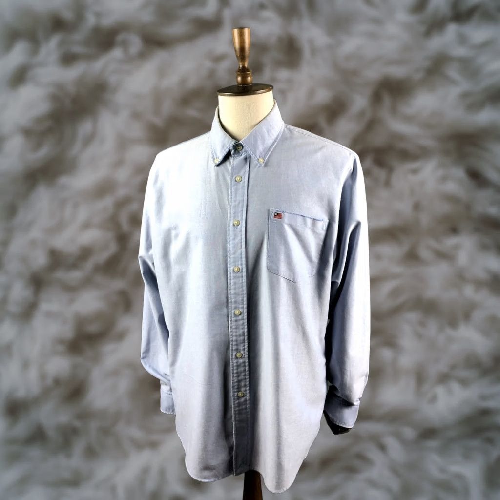 Ralph Lauren Ralph Lauren Jeans Company Shirt Men XL Cotton Blue USA Flag Button-Down Collared Long Sleeve with Left Chest Pocket Logo Size US XL / EU 56 / 4 - 1 Thumbnail