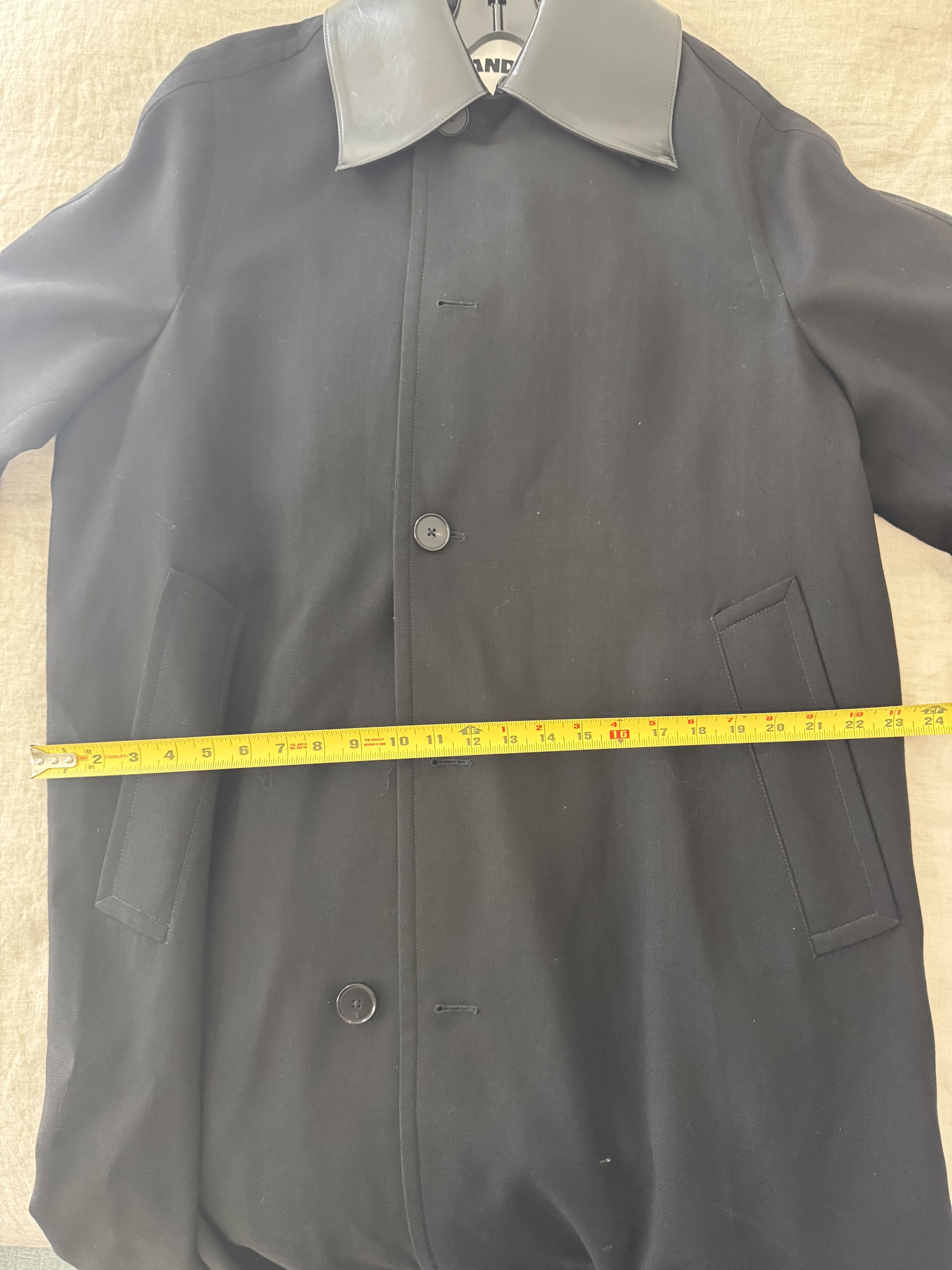 Jil Sander Jil Sander Black Wool Coat with Leather collar Size US S / EU 44-46 / 1 - 11 Thumbnail