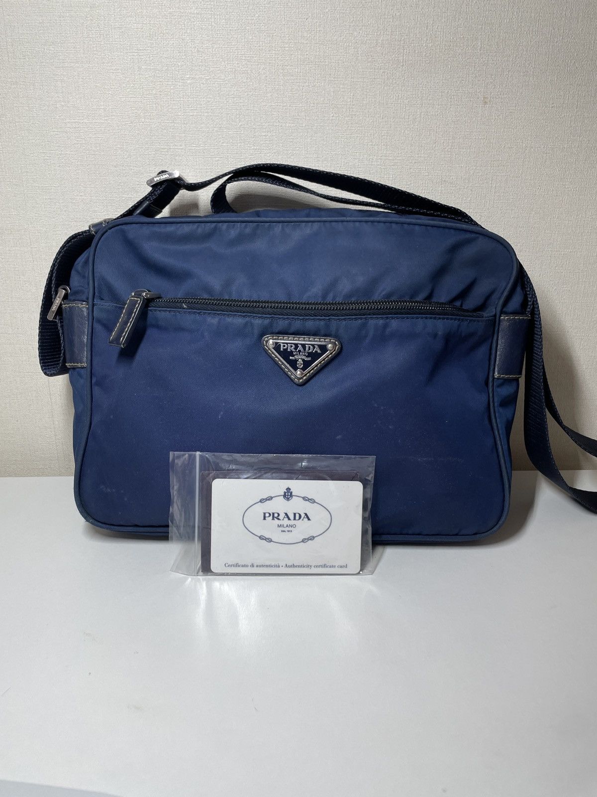 Italian Designers Prada Crossbody Bag in Blue, Men's
