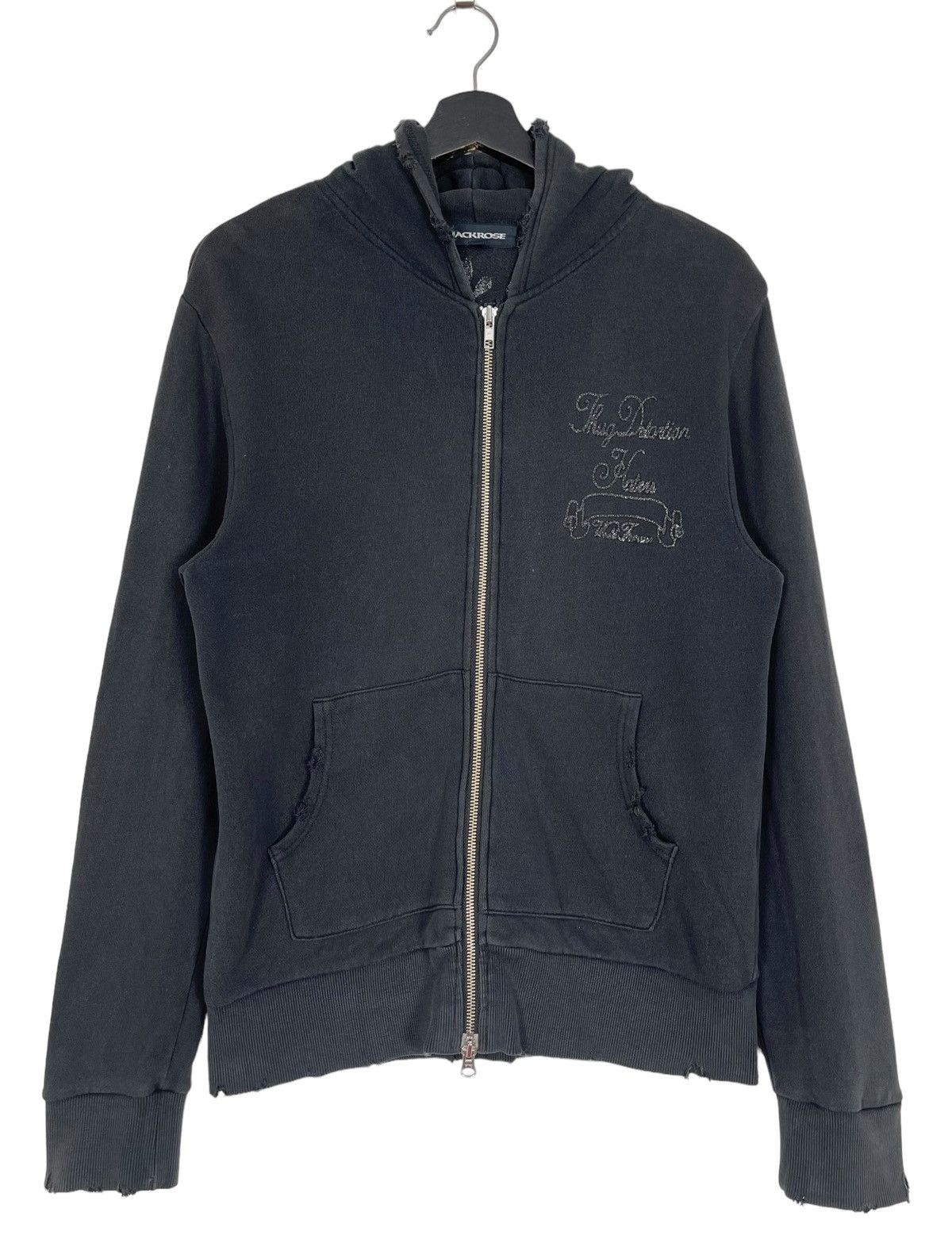 JACKROSE JACK ROSE DISTRESSED STYLE ZIPPED HOODIE Size US L / EU 52-54 / 3 - 2 Thumbnail