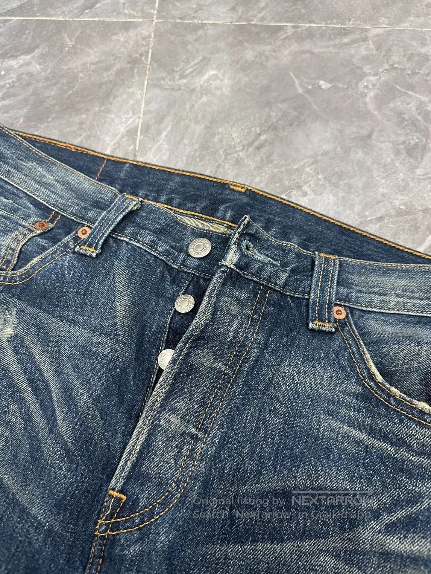 Levi's Levi's 501 Dark Blue Distressed Jeans. Size US 30 / EU 46 - 3 Thumbnail