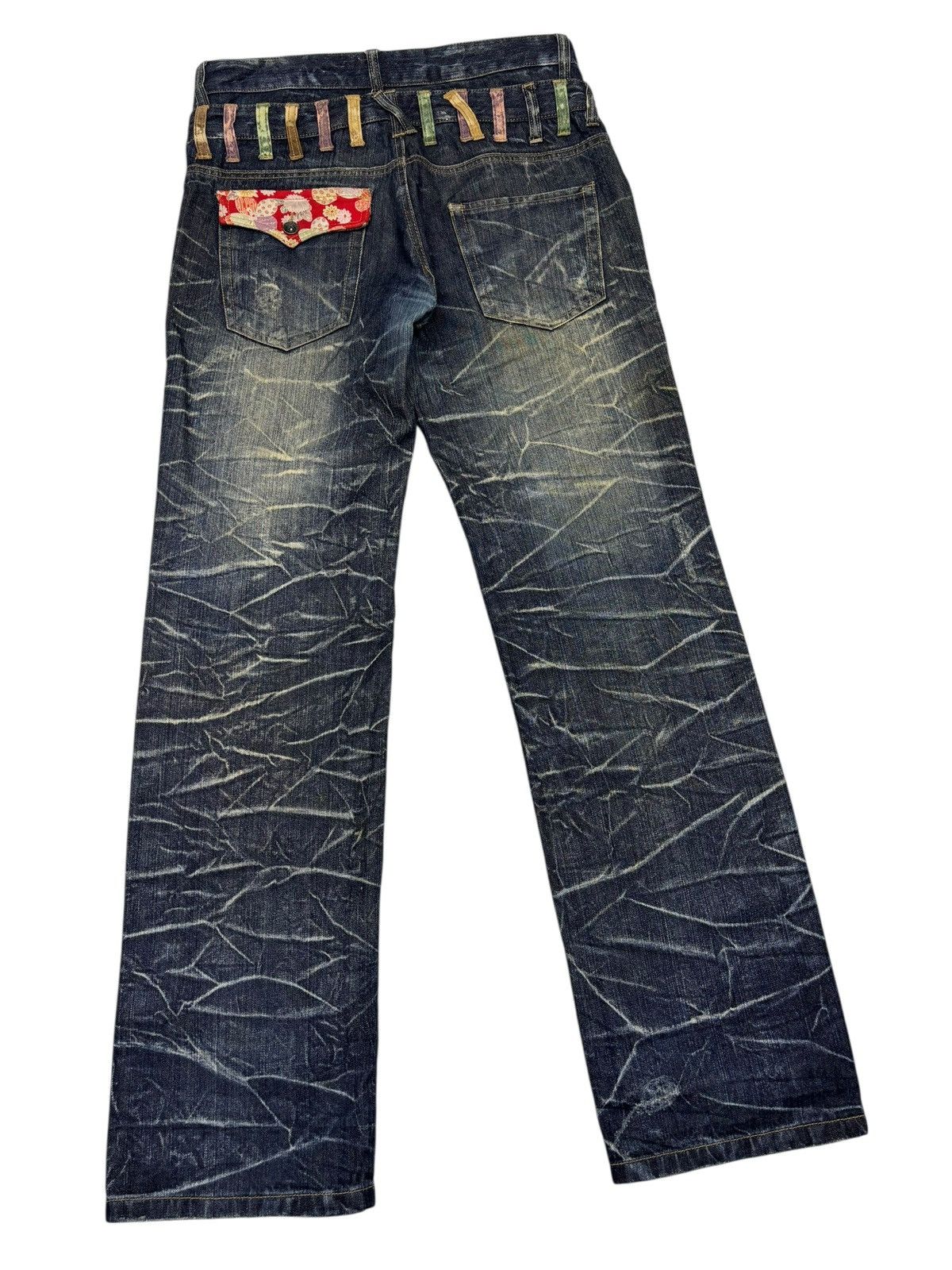 If Six Was Nine 🔥NYLAUS Double Waist Claw Mark Distressed Denim Jeans Size US 32 / EU 48 - 6 Thumbnail