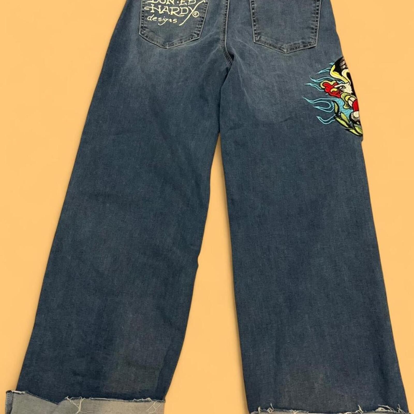 Ed Hardy Ed Hardy Brave Eagle wide leg jeans sold out Size 28" / US 6 / IT 42 - 3 Thumbnail