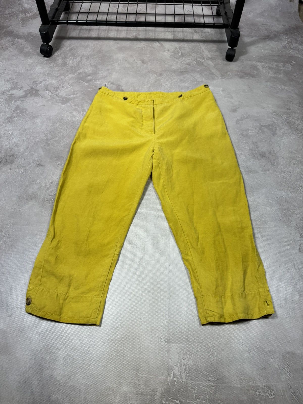 Kenzo Kenzo Woman's Linen Set Jacket &Cropped Capri Pants Yellow Size XS / US 0-2 / IT 36-38 - 9 Thumbnail