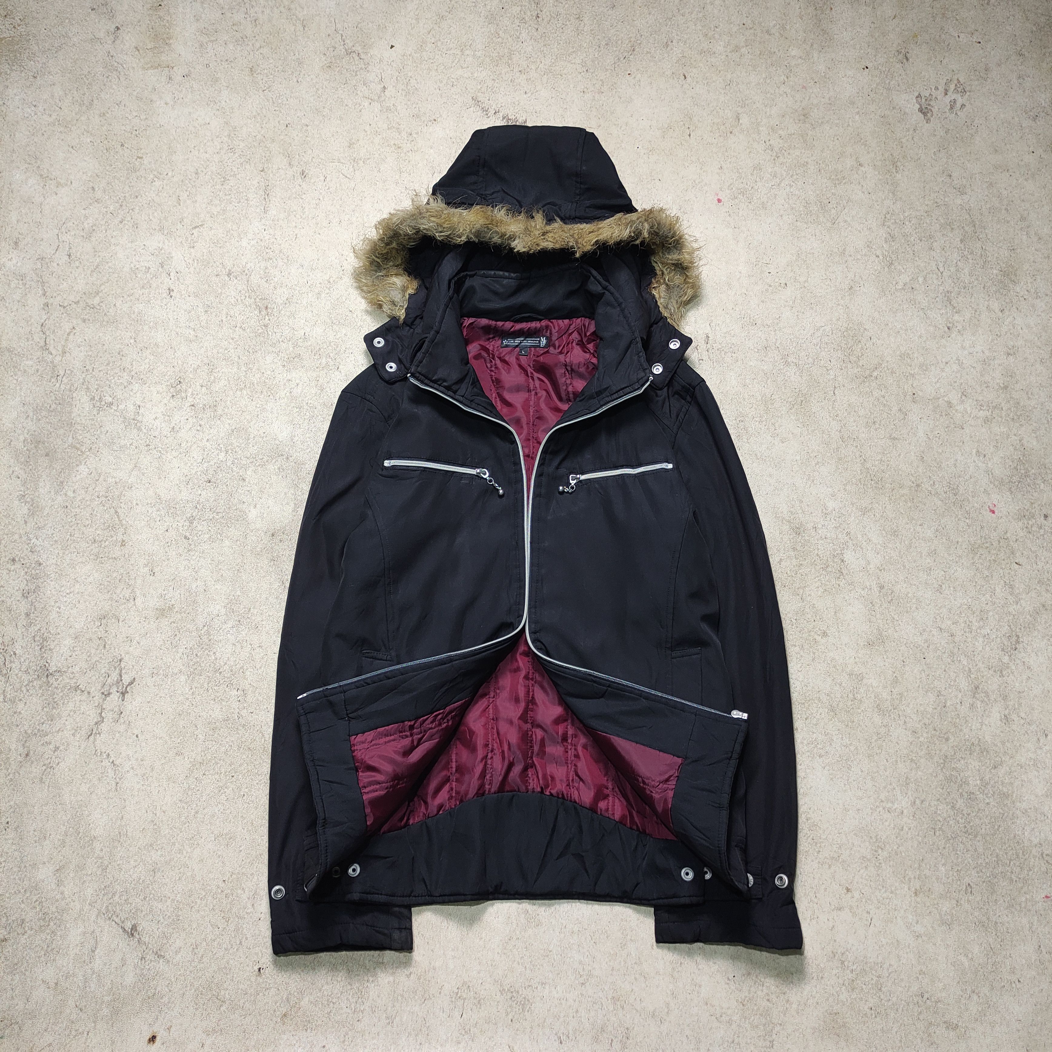 Tornado Mart Mode Modu Fur Hood Jacket – Vkei / punk 2000s Size US L / EU 52-54 / 3 - 4 Thumbnail