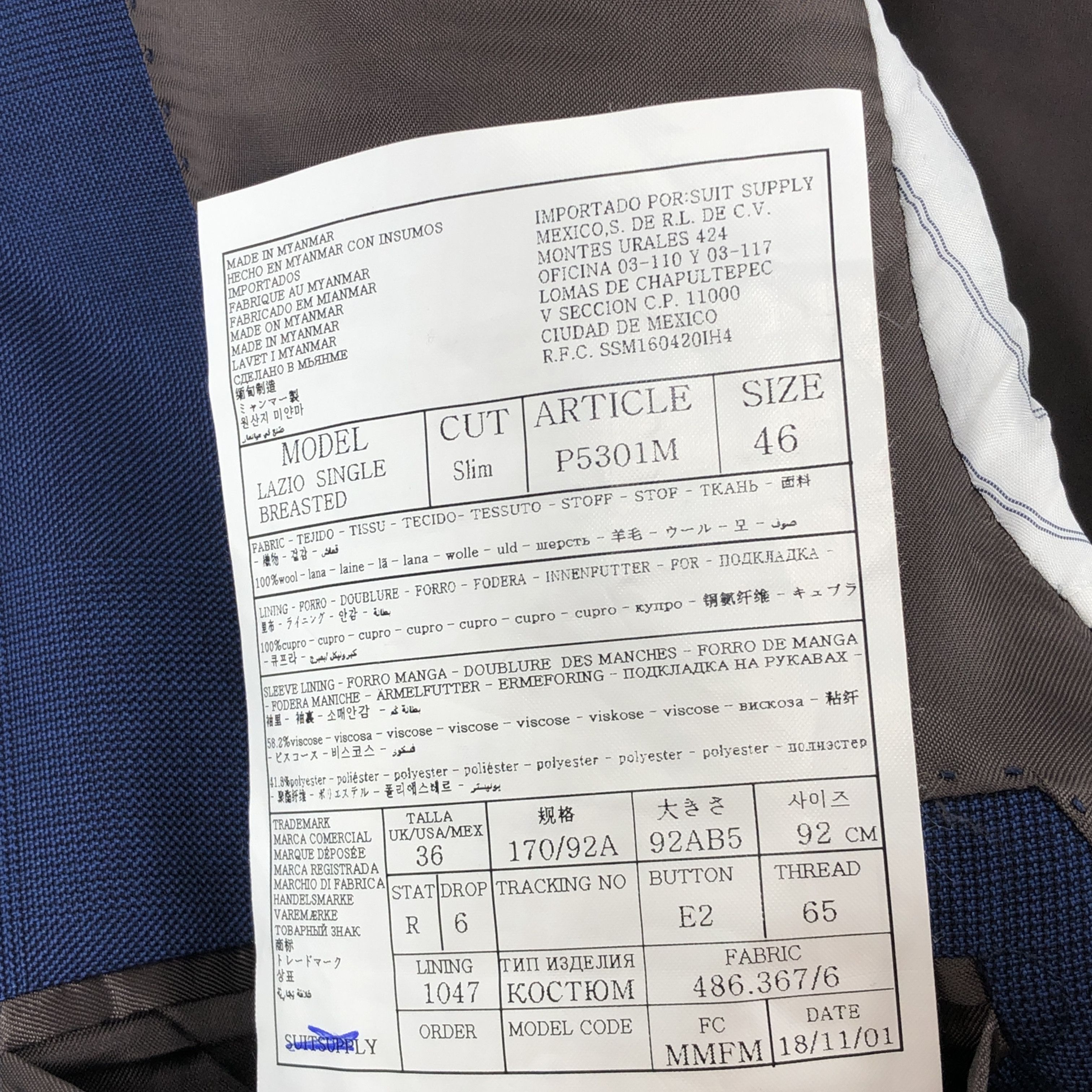 Suitsupply Lazio Single Breasted Wool Blazer Size EU:46; UK:34; US:36S Size 36S - 9 Thumbnail