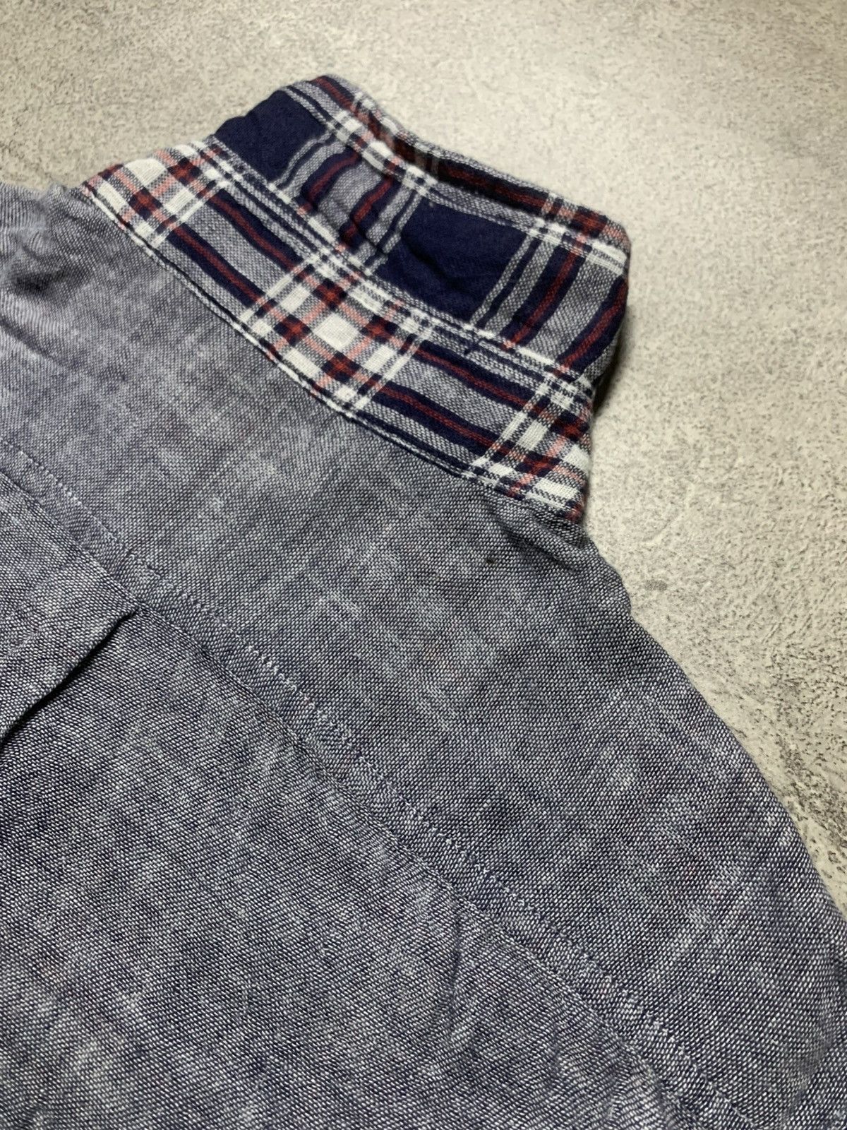 Katharine Hamnett London Katharine Hamnett - Reversible-Style Chambray × Plaid Shirt Size US M / EU 48-50 / 2 - 8 Thumbnail