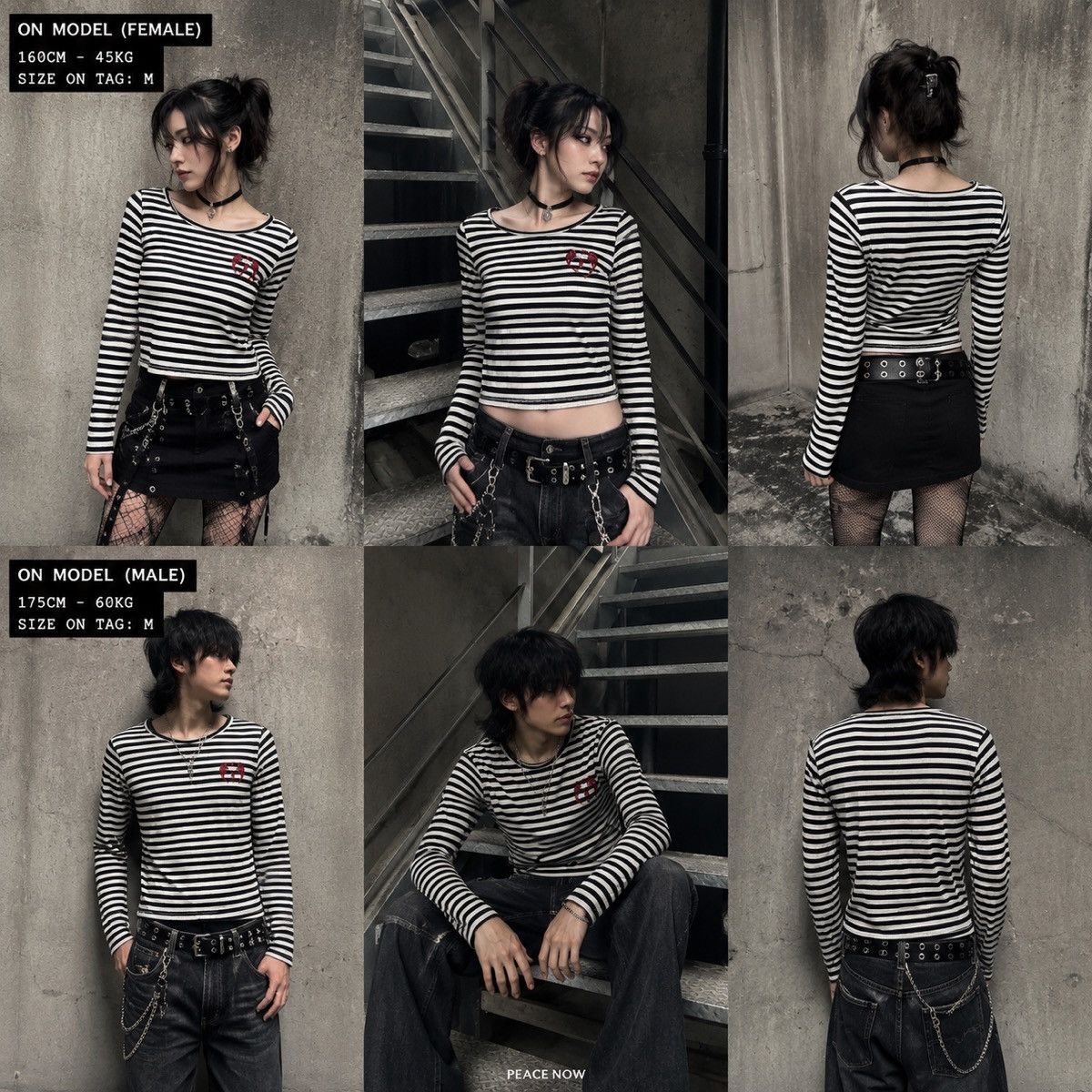 Japanese Brand 2000s PEACE NOW - Striped Zip Top Gothic Punk Grunge Style Size US M / EU 48-50 / 2 - 9 Thumbnail