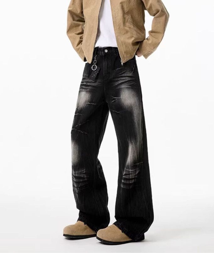 Vintage Men's American-Style Washed & Distressed Wide-Leg Jeans Size US 32 / EU 48 - 4 Thumbnail