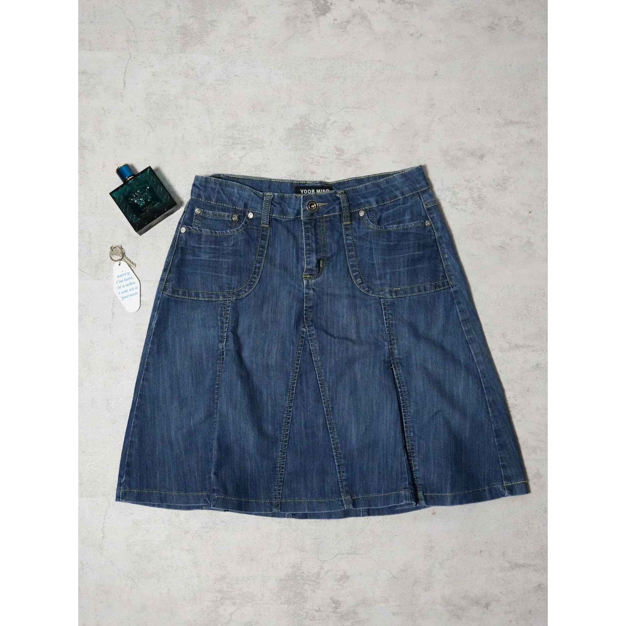 Other Y2k Your Mind Ruffled Denim Jeans Skirt Size 32" / US 10 / IT 46 - 1 Thumbnail