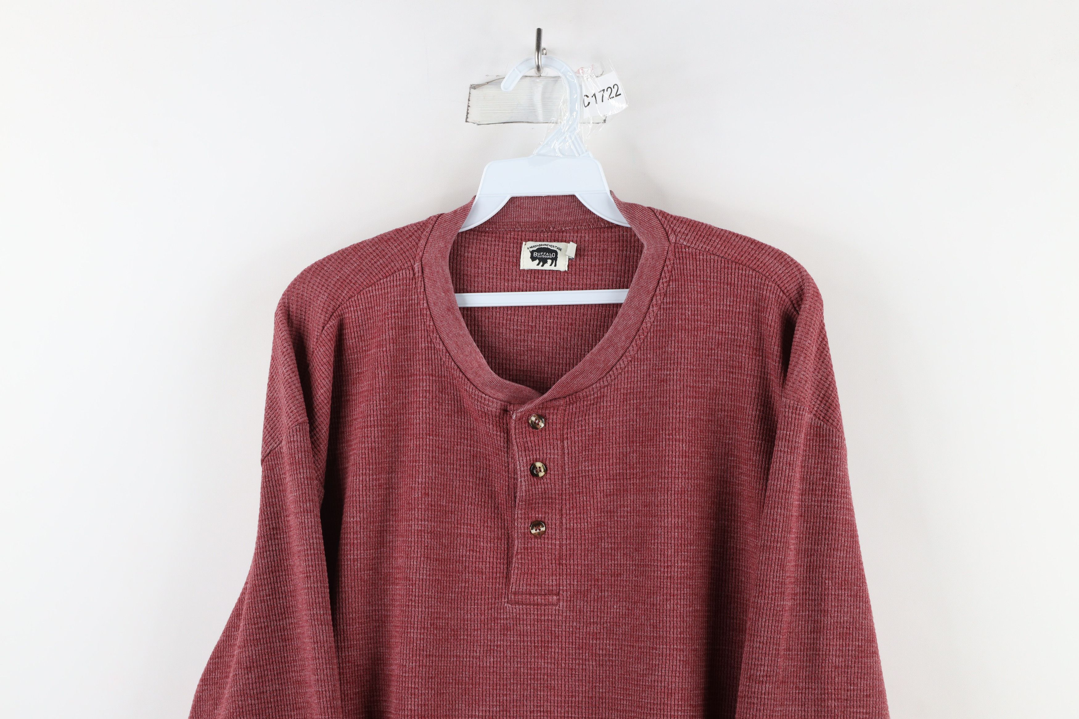 Vintage Vintage Streetwear Waffle Knit Long Sleeve Henley T-Shirt Size US XXL / EU 58 / 5 - 2 Thumbnail