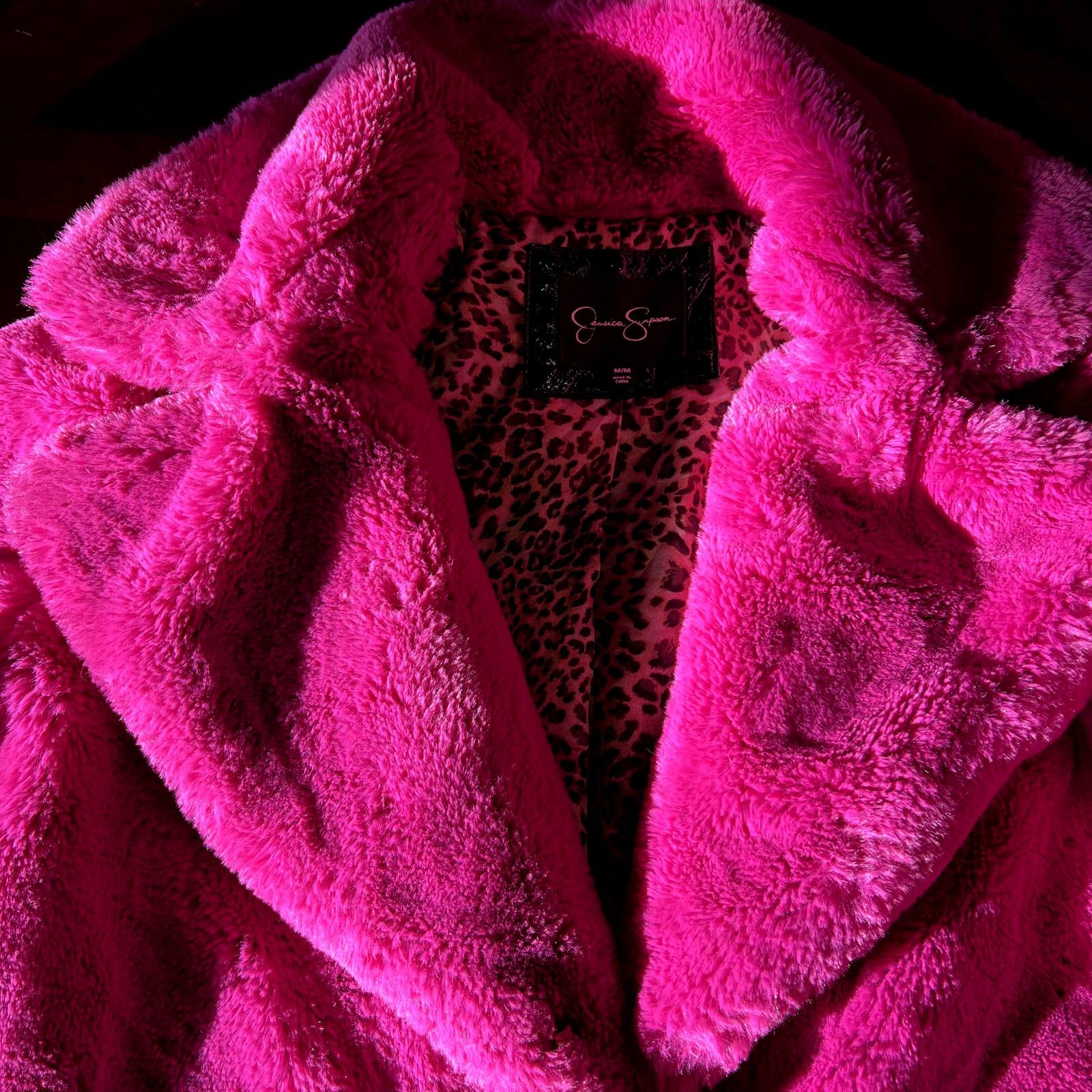 Jessica Simpson Hot Pink Furry Jacket Size M / US 6-8 / IT 42-44 - 3 Thumbnail