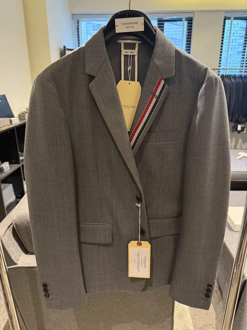 Thom Browne Thom Browne Three-color standard suit jacket with neckline Size US XL / EU 56 / 4 - 1 Thumbnail