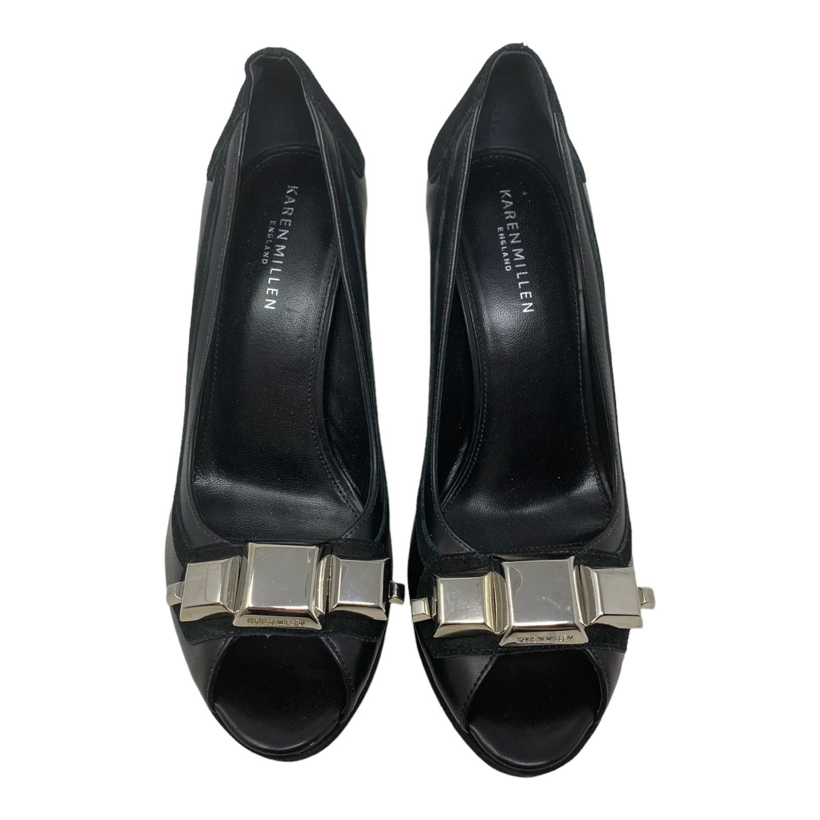 Karen Millen Karen Millen Black Leather Peep Toes Wedge Shoes size 39 - 8 Size US 8 / IT 38 - 10 Thumbnail