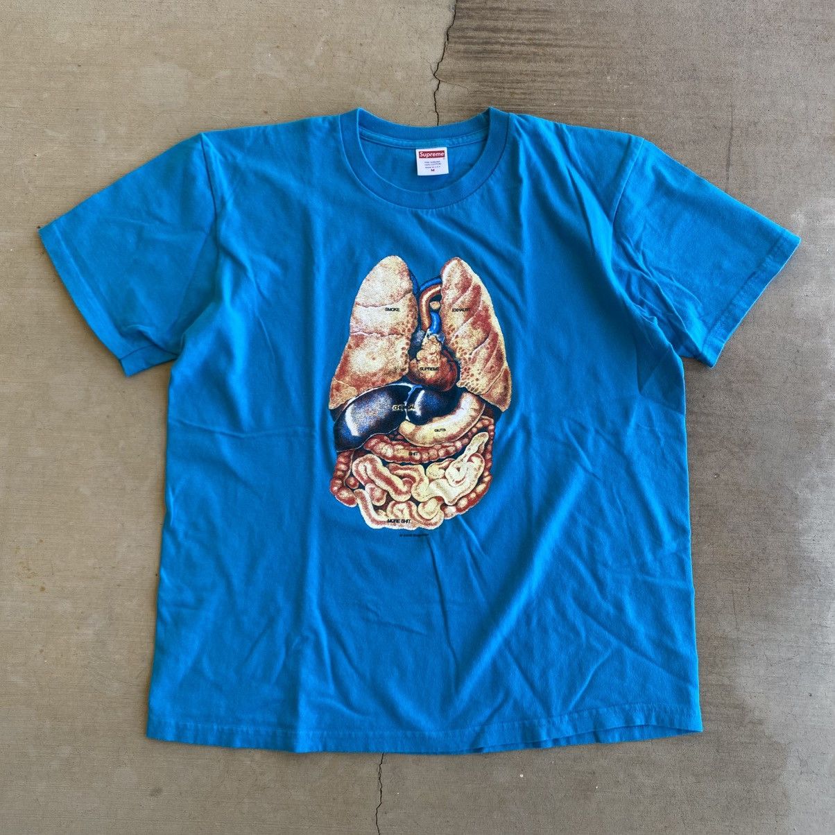 Supreme Guts T-Shirt Bright Blue 2018 Grunge Punk Y2K