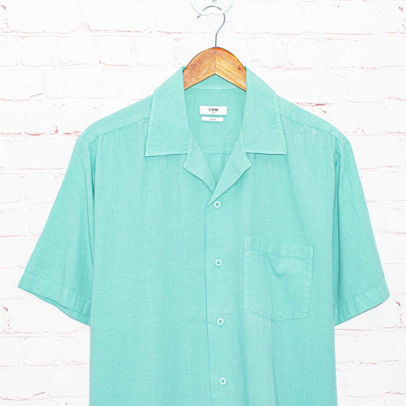 CMMN SWDN CMMN SWDN Men's Short Sleeve Button up Camp Shirt Turquoise Size US L / EU 52-54 / 3 - 4 Thumbnail
