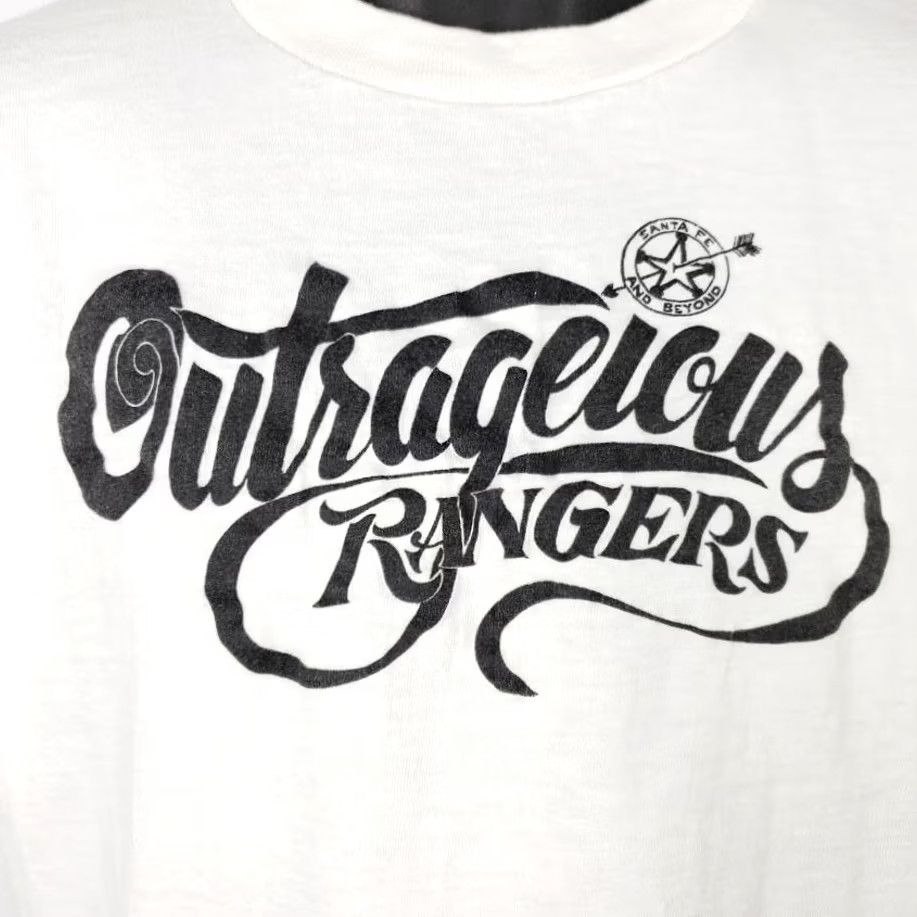 JCPenney VINTAGE Outrageous Rangers T Shirt Mens Size Medium 80s Santa Fe Made In USA JC Penney White 100% Cotton Graphic Tee Mood: 80s Mens Size US M / EU 48-50 / 2 - 3 Thumbnail