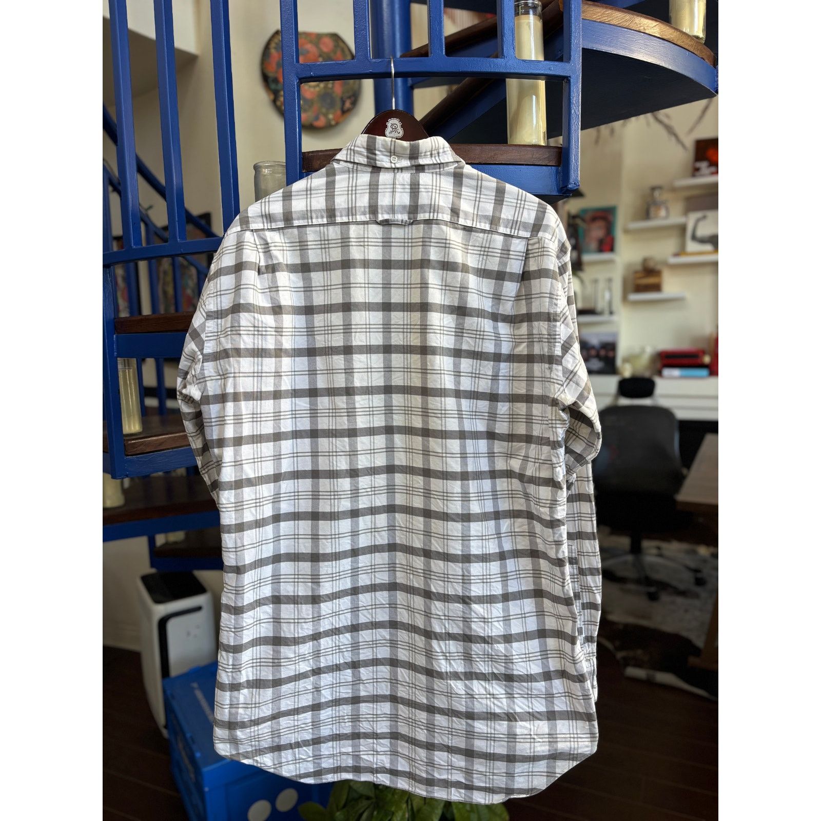 Thom Browne Thom Browne Grey Plaid Button-Up Shirt Size 5 XXL Size US XXL / EU 58 / 5 - 2 Thumbnail