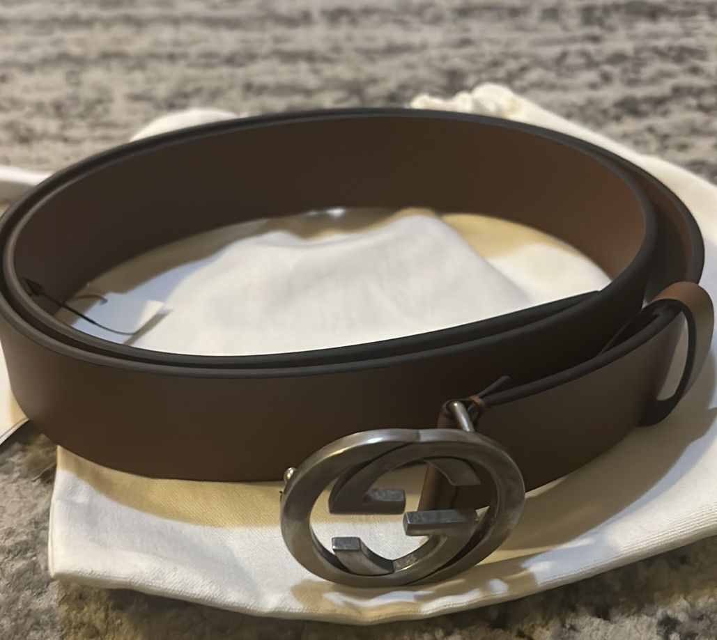 Gucci Gucci Interlocking G Signature Leather Belt 1.5 inch Width Size 42 - 3 Thumbnail