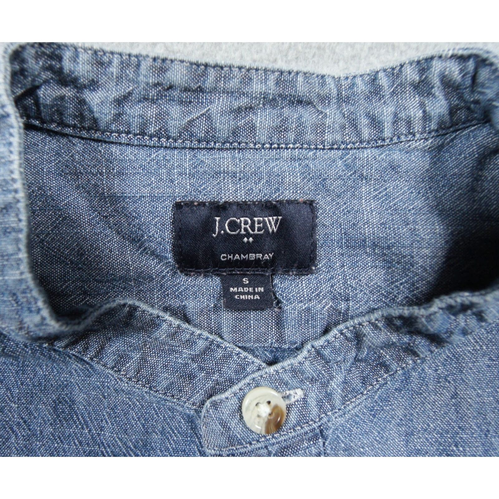 J.Crew JCrew Shirt Mens Small Blue Button-Down Chambray Mandarin Collar Long Sleeve Size US M / EU 48-50 / 2 - 5 Thumbnail