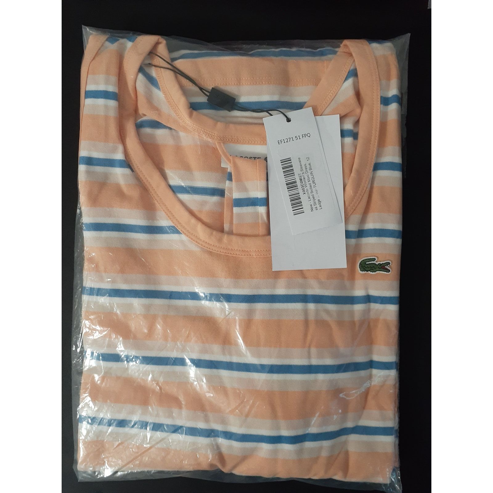 Lacoste Lacoste Women's Sleeveless Striped Belt Maxi Dress Orange 12 Size XL / US 12-14 / IT 48-50 - 3 Thumbnail