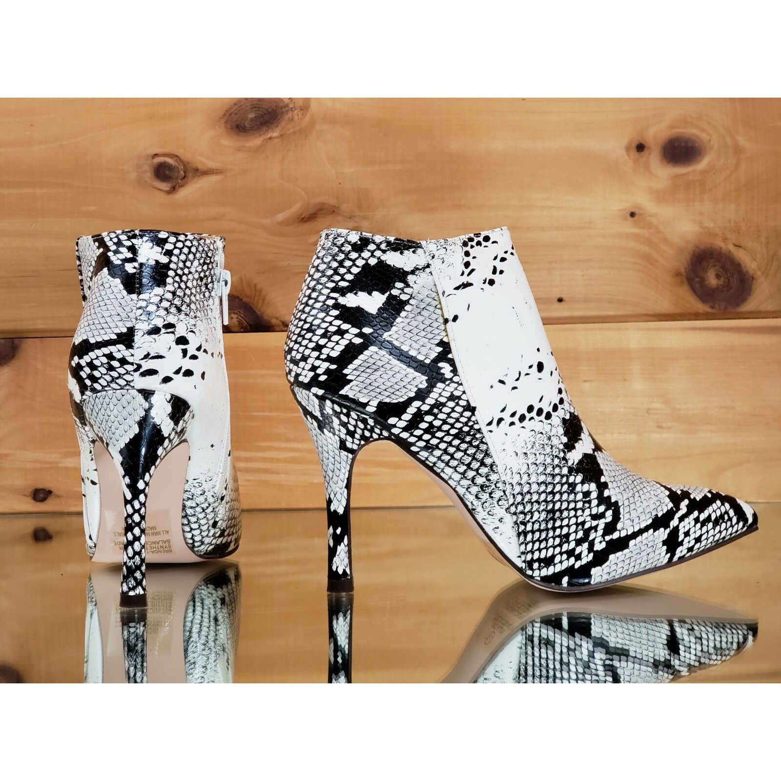Other C & C Brenda White Snake 3.5" High Heel Ankle Boots (US Shoe Size US 10 / IT 40 - 3 Thumbnail