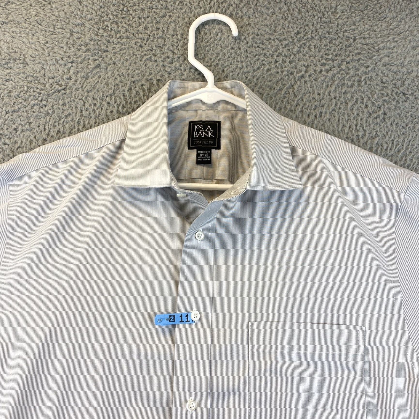 Jos. A. Bank Jos. A. Bank Men's Button-Up Shirt Long Sleeve Tailored Fit Gray Stripes Size L Business Size US L / EU 52-54 / 3 - 3 Thumbnail