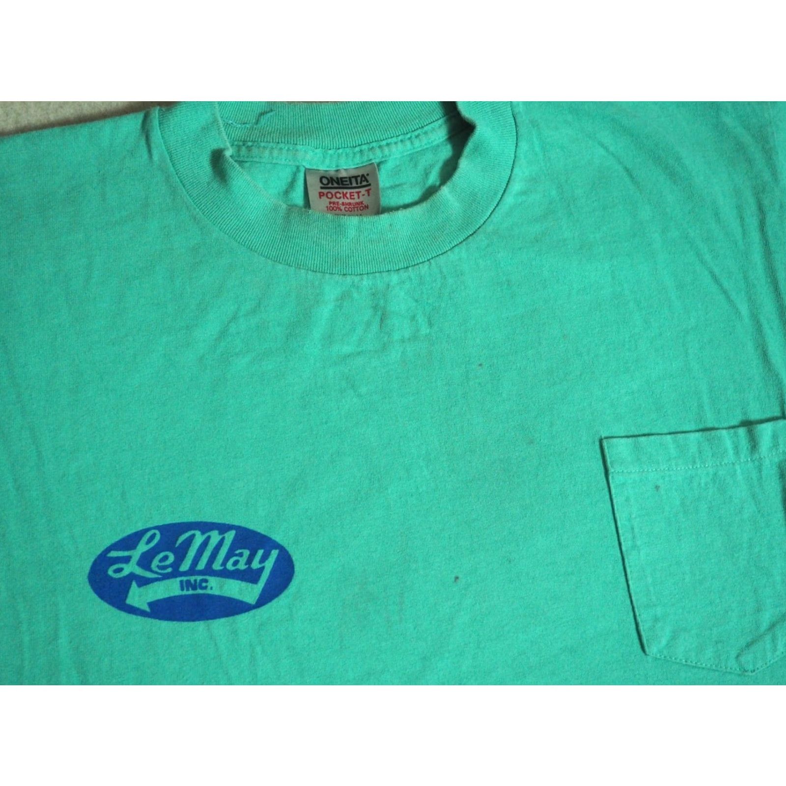 Vintage VTG 80s Oneita Cadillac Praeton USA Faded Teal Car Show Pocket Tee T-Shirt Men L Size US L / EU 52-54 / 3 - 4 Thumbnail