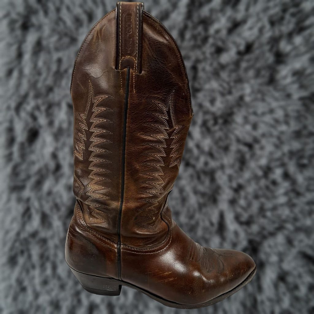 Vintage VINTAGE Boulet Boots Western Leather Men 7.5 Size Brown Cowboy Goodyear Welt Size US 7.5 / EU 40-41 - 1 Thumbnail