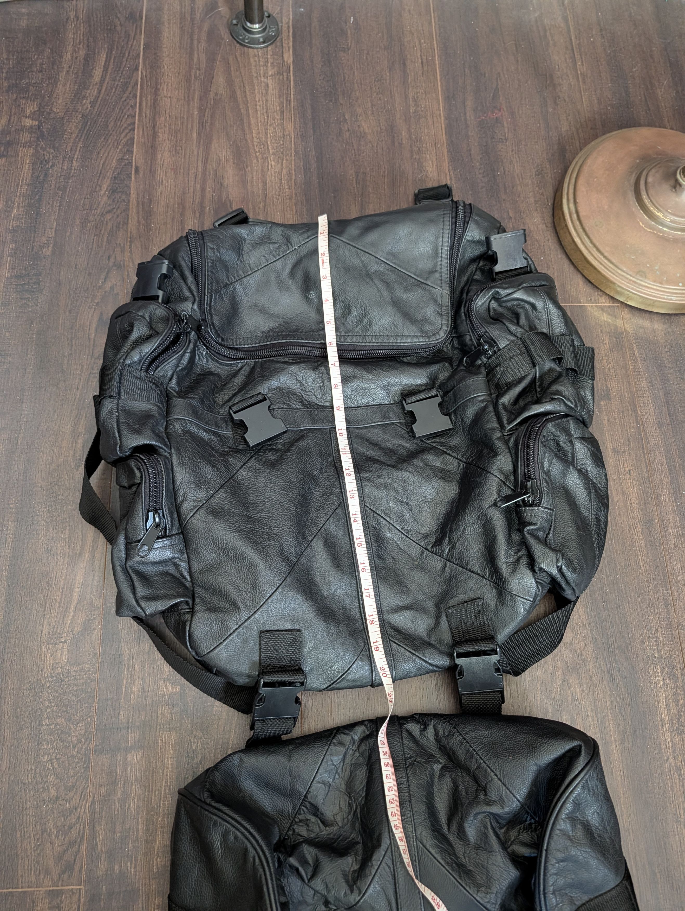 Vintage VTG leather 2-piece black biker cargo backpack Size ONE SIZE - 14 Thumbnail