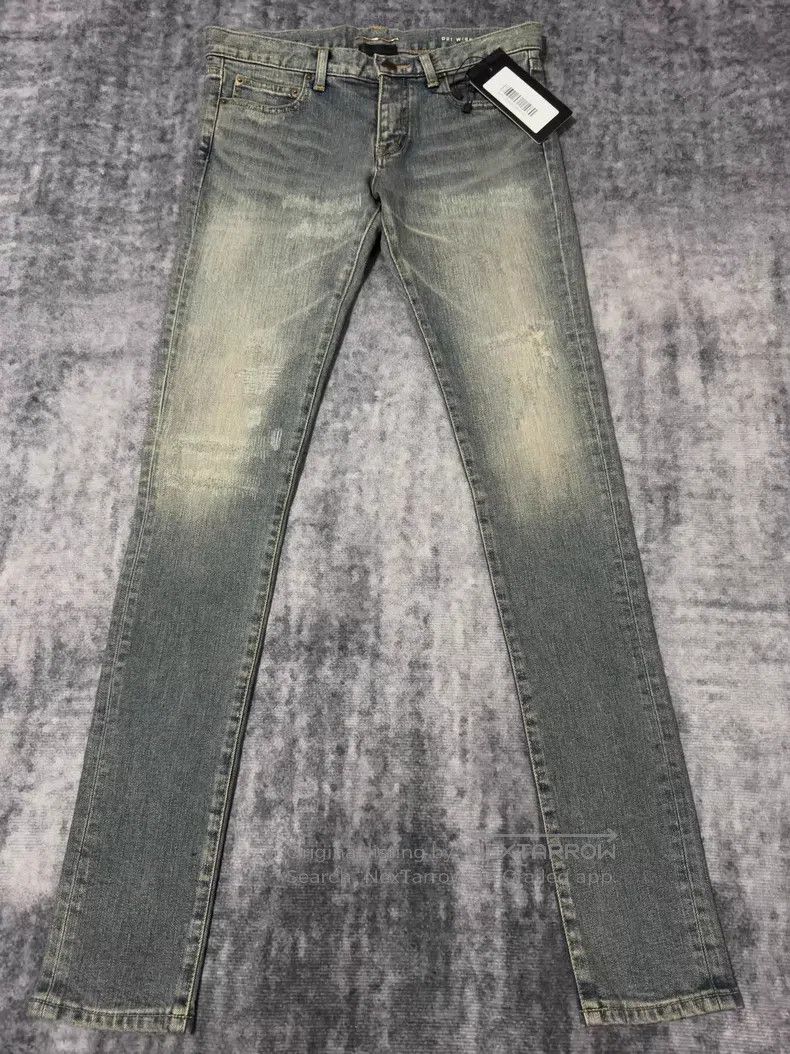 Saint Laurent Paris Saint Laurent Paris Ice Blue Claw Pattern Destroyed Denim Size US 28 / EU 44 - 1 Thumbnail